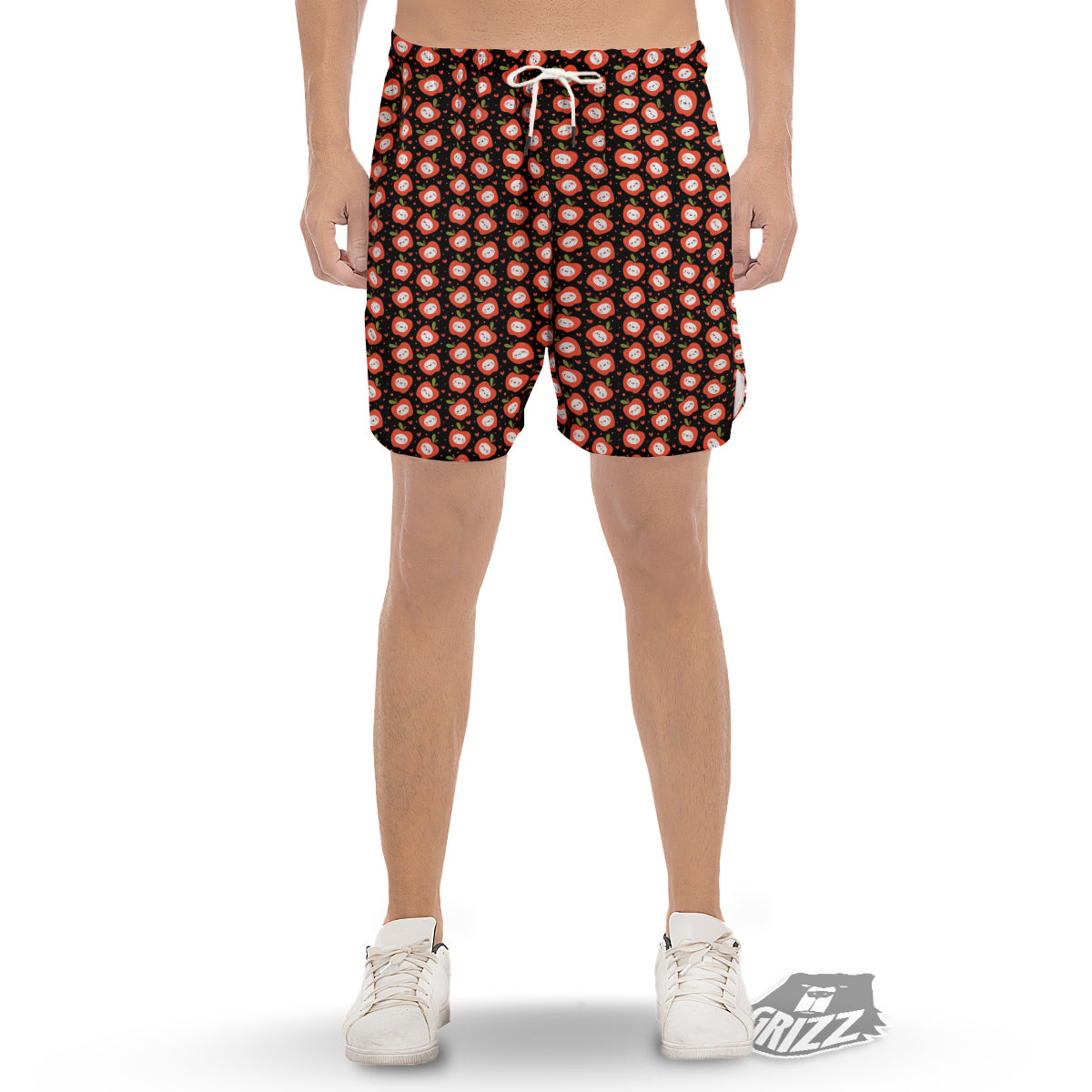 Apple Cute Print Pattern Men's Gym Shorts-grizzshop