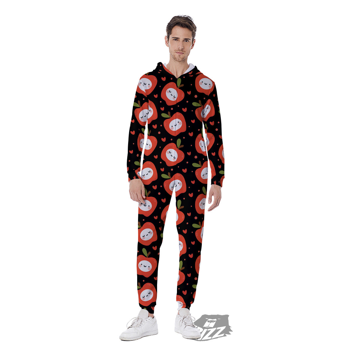 Apple Cute Print Pattern Men's Jumpsuit-grizzshop