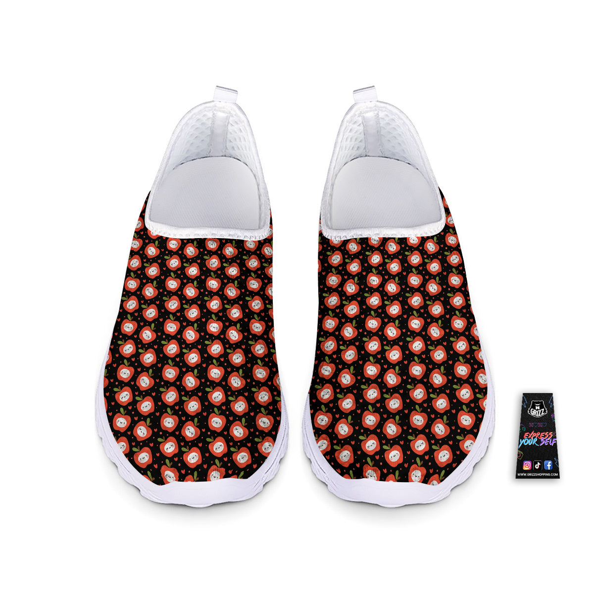Apple Cute Print Pattern Nurse Shoes-grizzshop