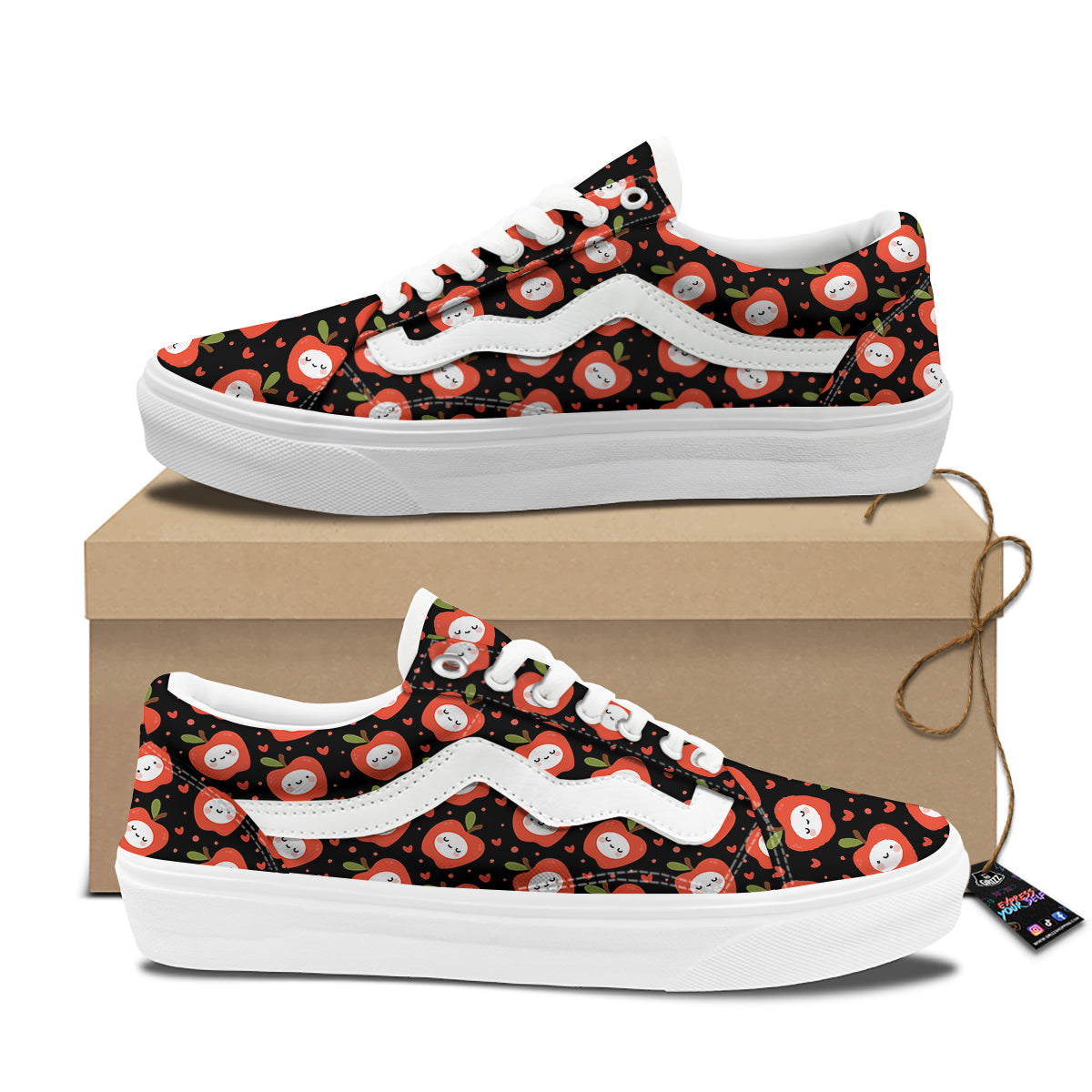 Apple Cute Print Pattern Skate Shoes-grizzshop