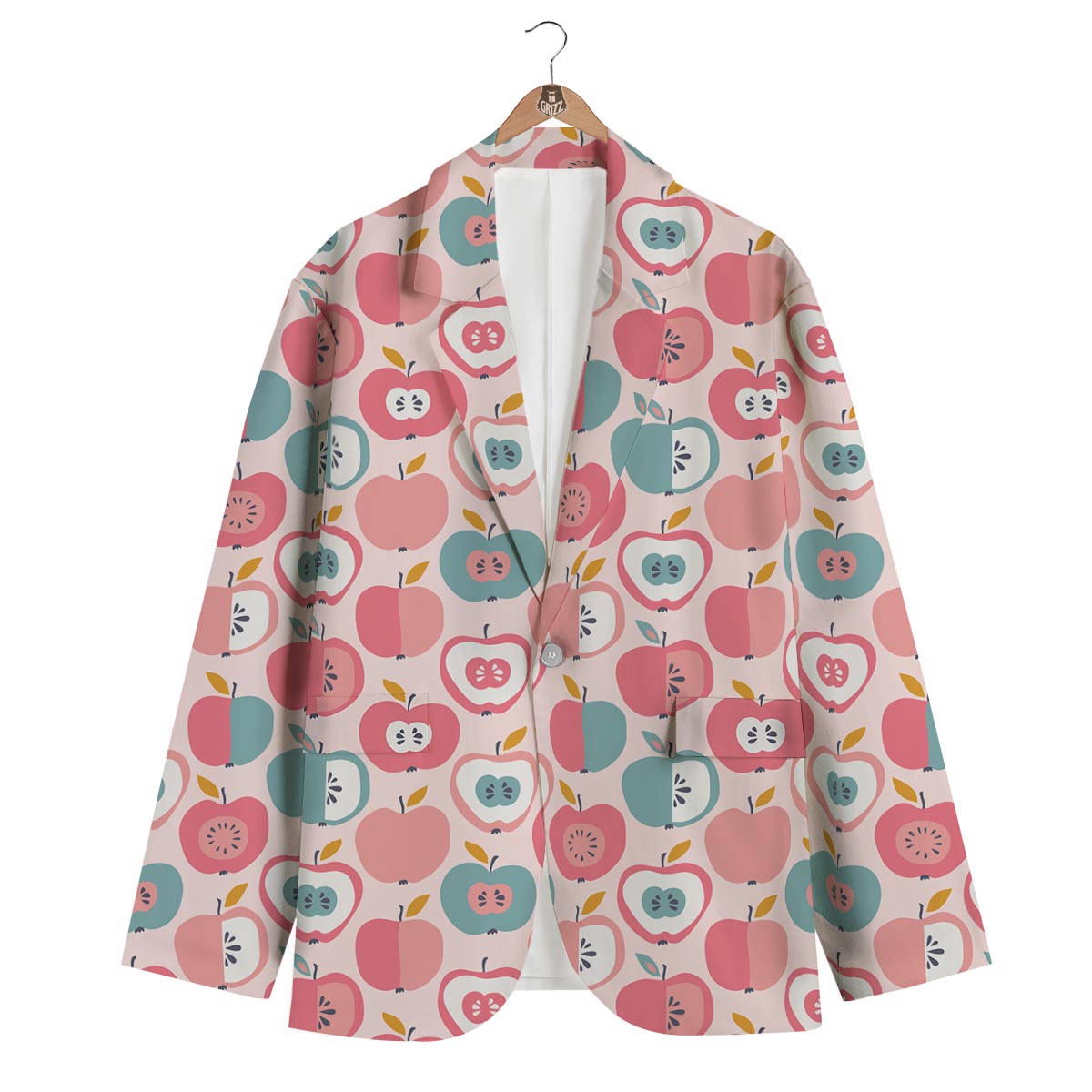 Apple Pattern Print Men's Blazer-grizzshop