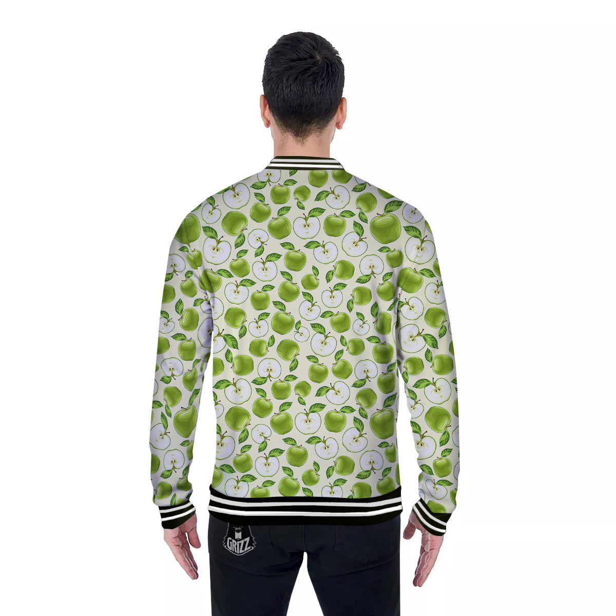 Apple Print Pattern Baseball Jacket-grizzshop