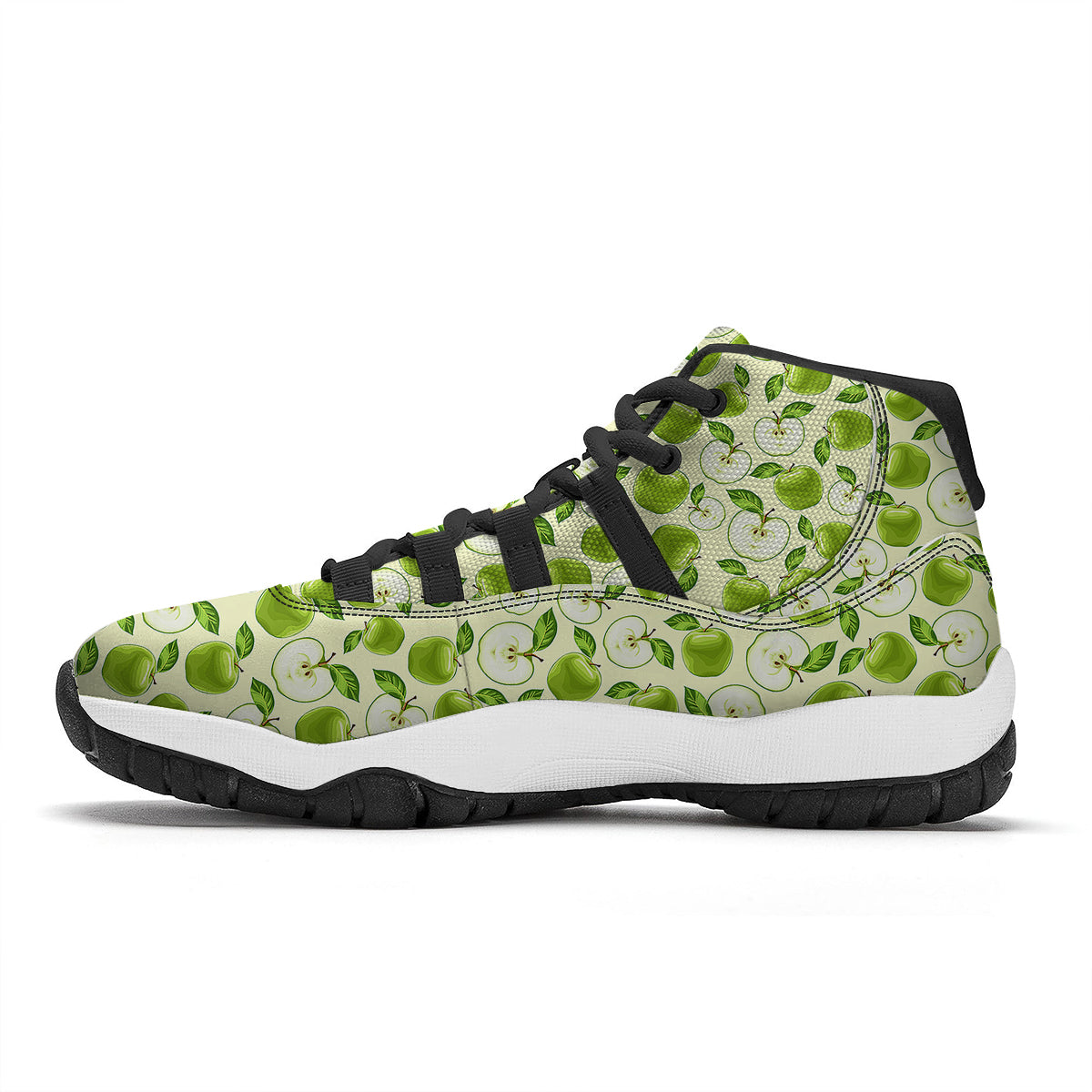 Apple Print Pattern Black Bball Shoes-grizzshop