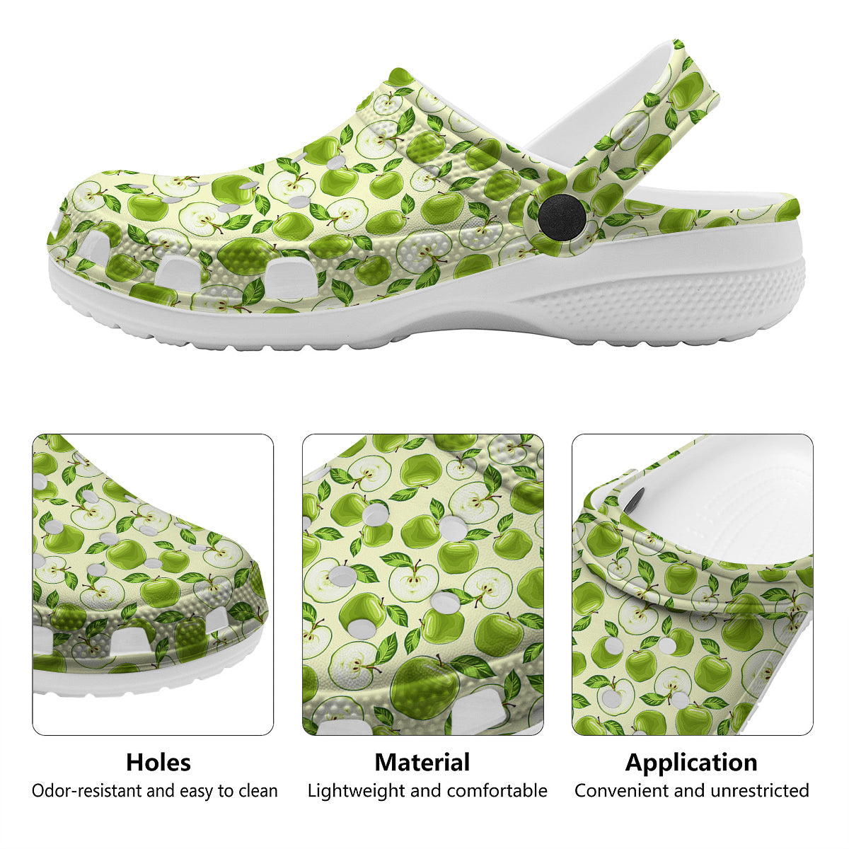 Apple Print Pattern Clog-grizzshop