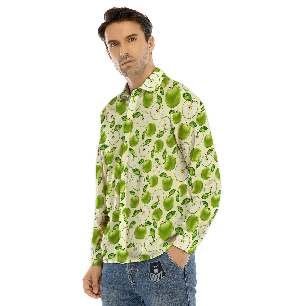 Apple Print Pattern Men's Dress Shirts-grizzshop