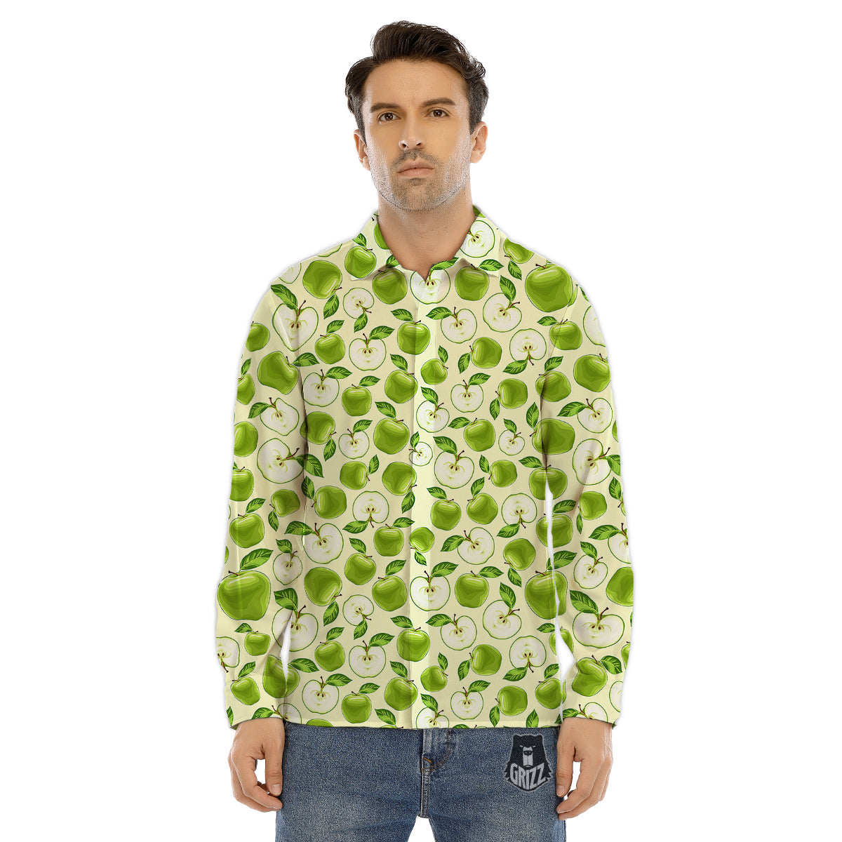 Apple Print Pattern Men's Dress Shirts-grizzshop