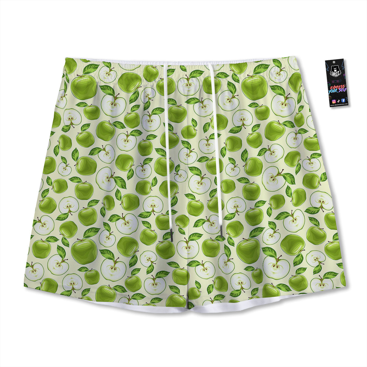 Apple Print Pattern Mesh Shorts-grizzshop