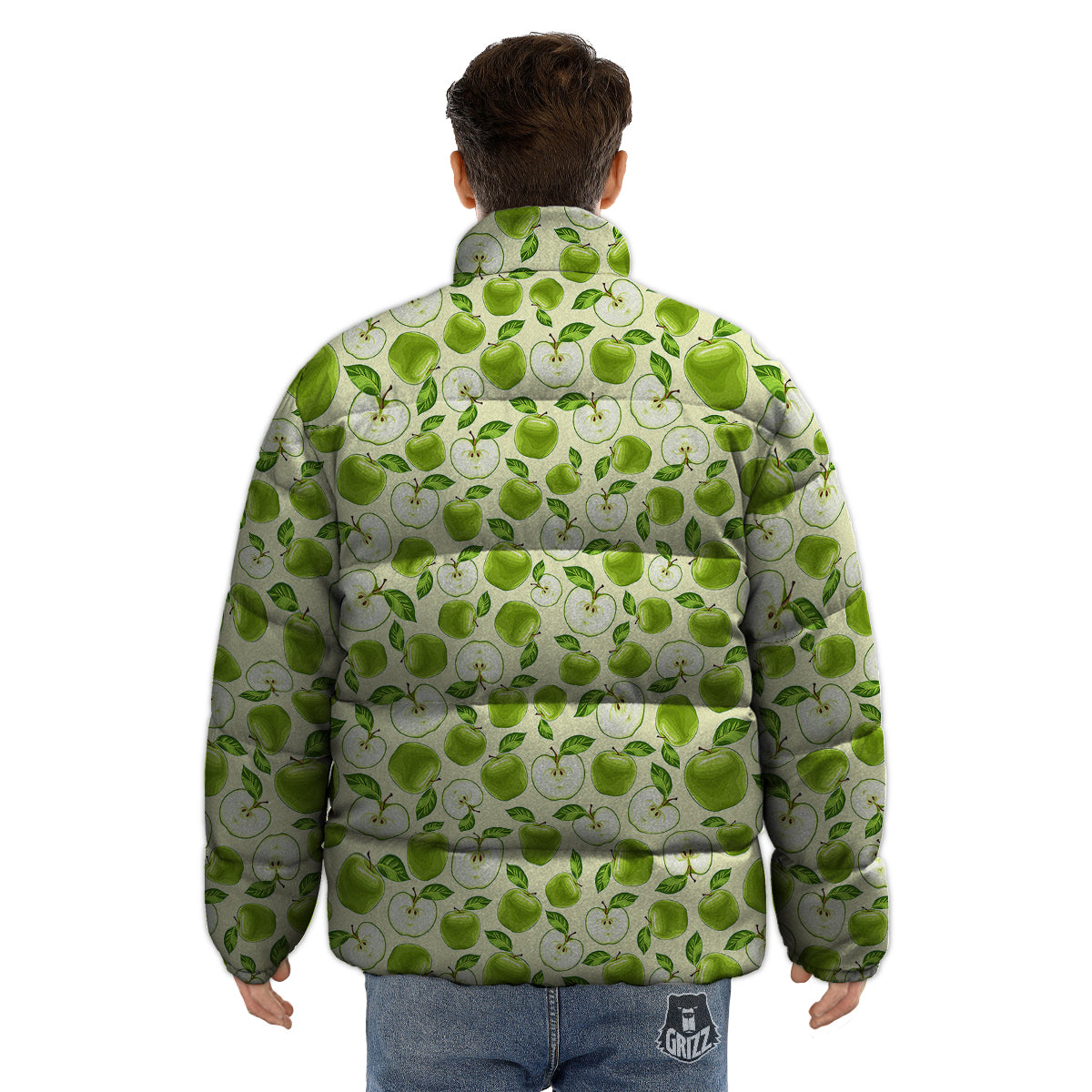 Apple Print Pattern Puffer Jacket-grizzshop