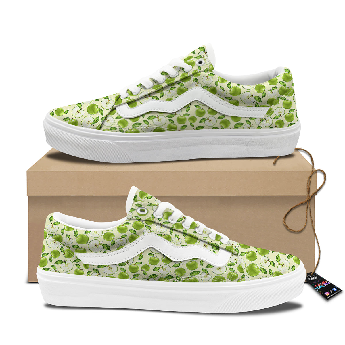 Apple Print Pattern Skate Shoes-grizzshop