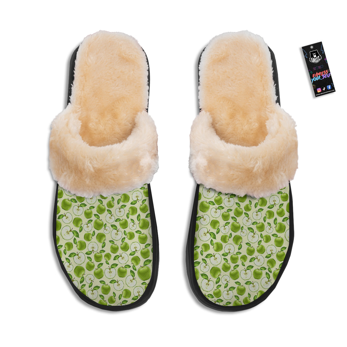 Apple Print Pattern Slippers-grizzshop