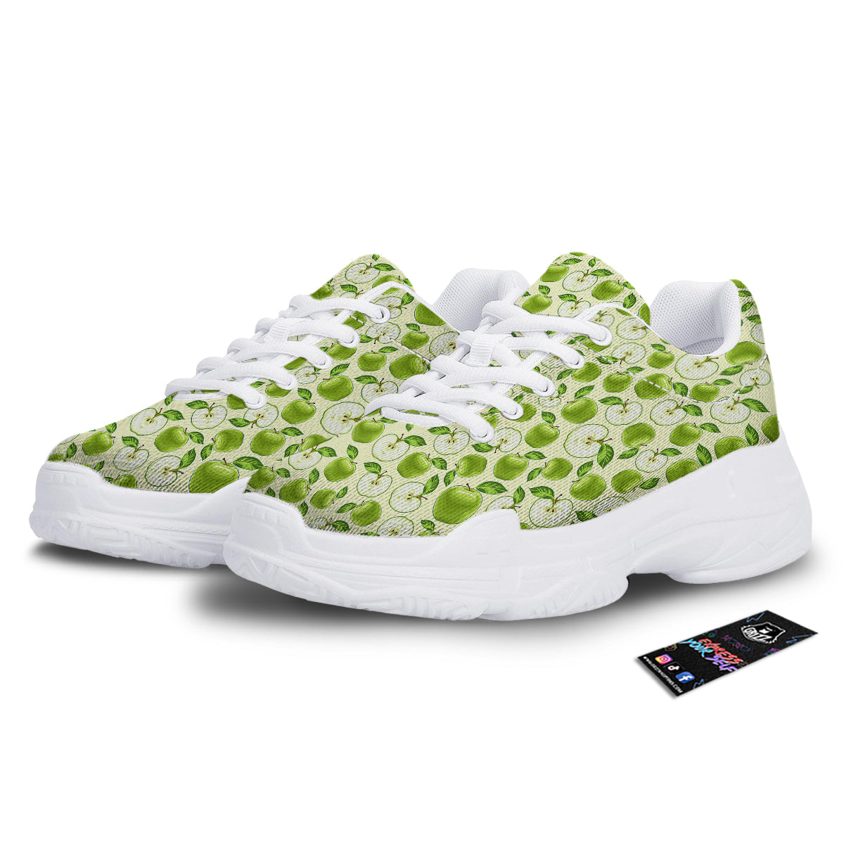 Apple Print Pattern White Chunky Shoes-grizzshop