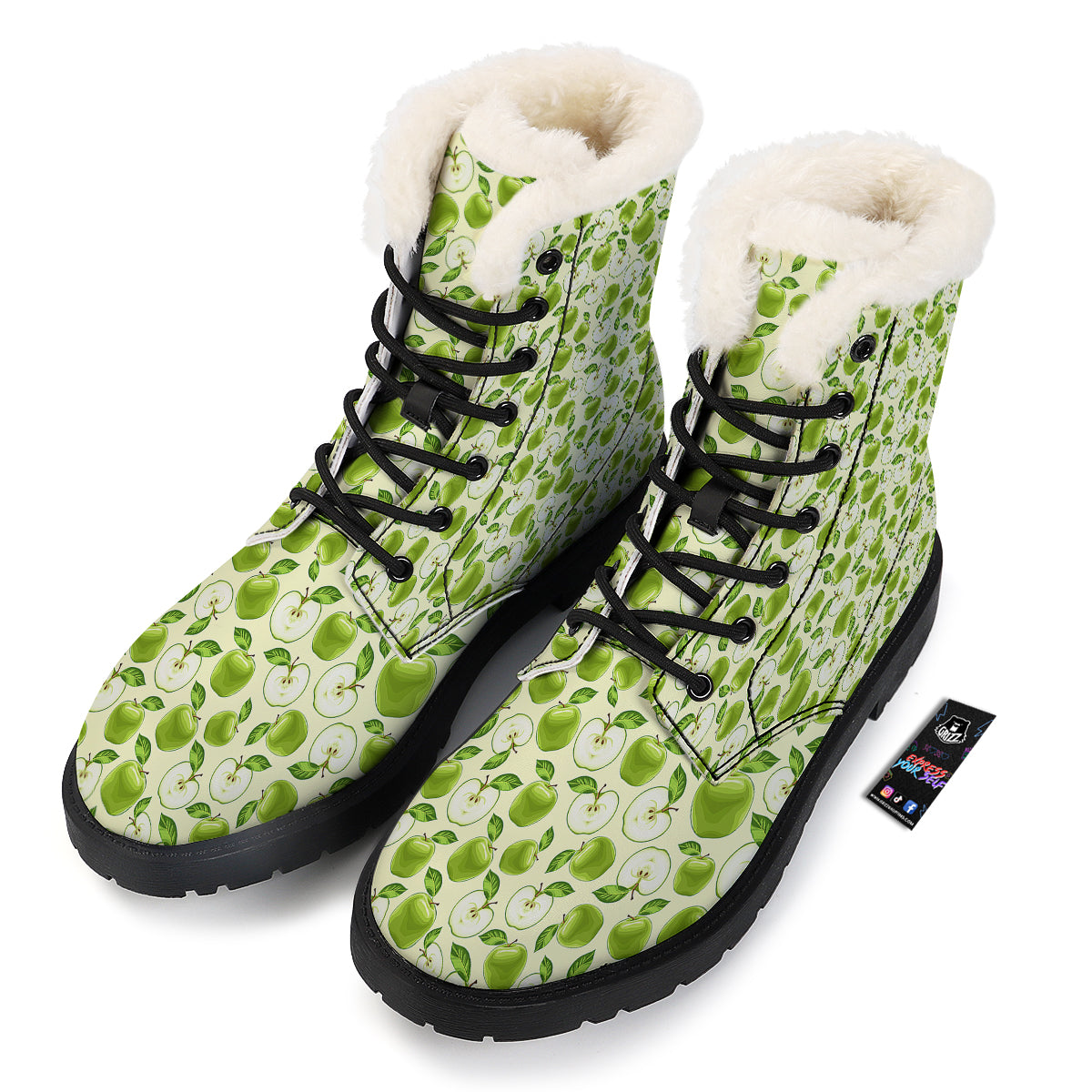 Apple Print Pattern Winter Boots-grizzshop