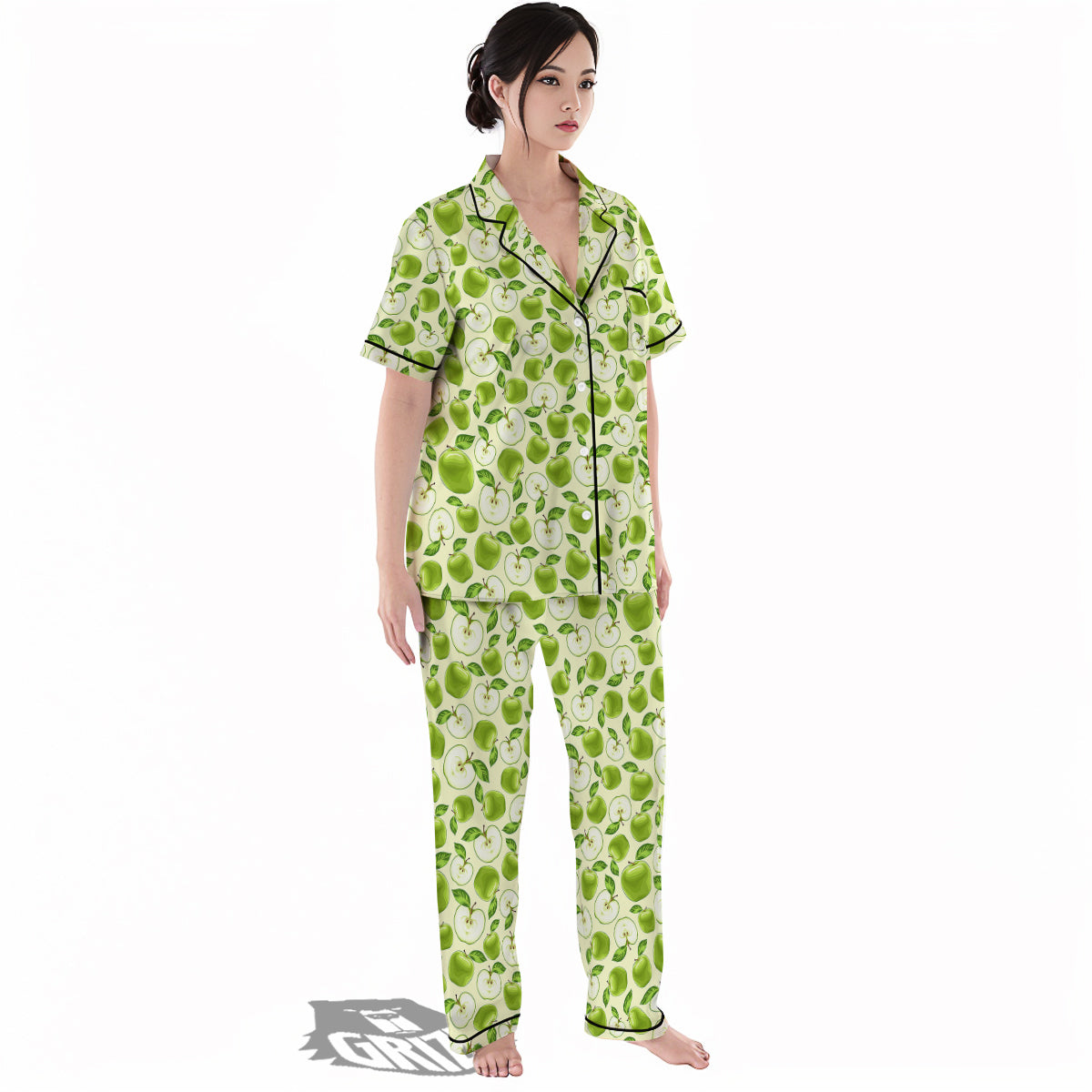 Apple Print Pattern Women's Pajamas Set-grizzshop