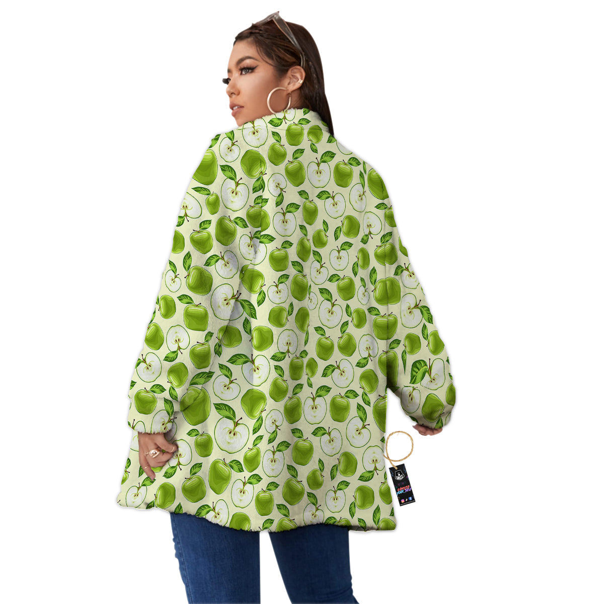 Apple Print Pattern Women's Sherpa Jacket-grizzshop