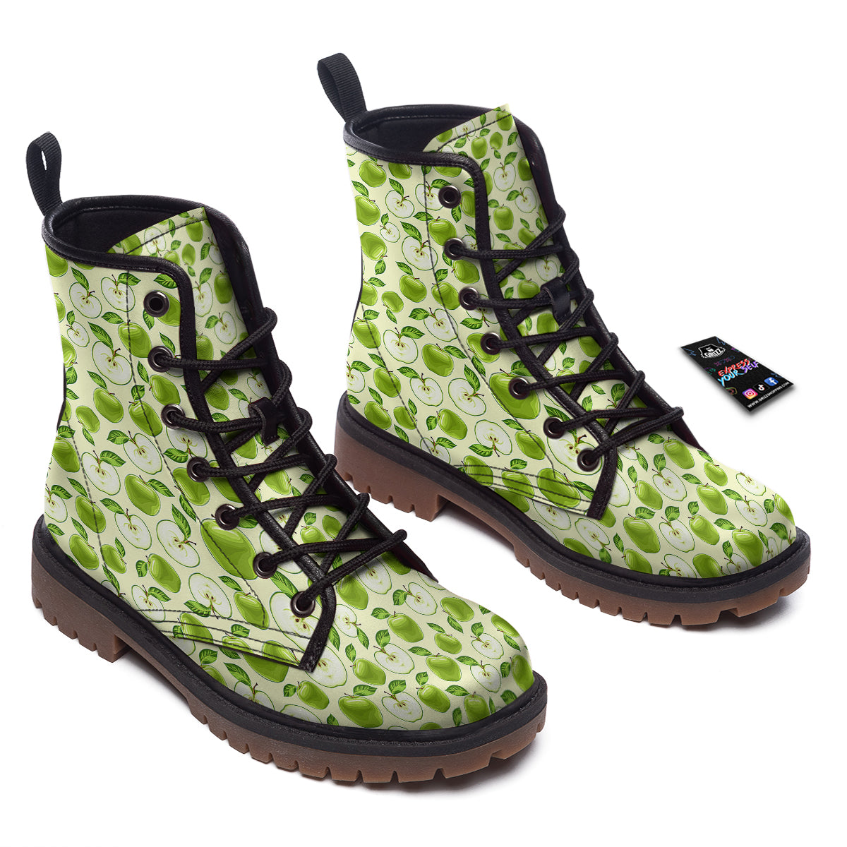 Apple Print Pattern Work Boots-grizzshop