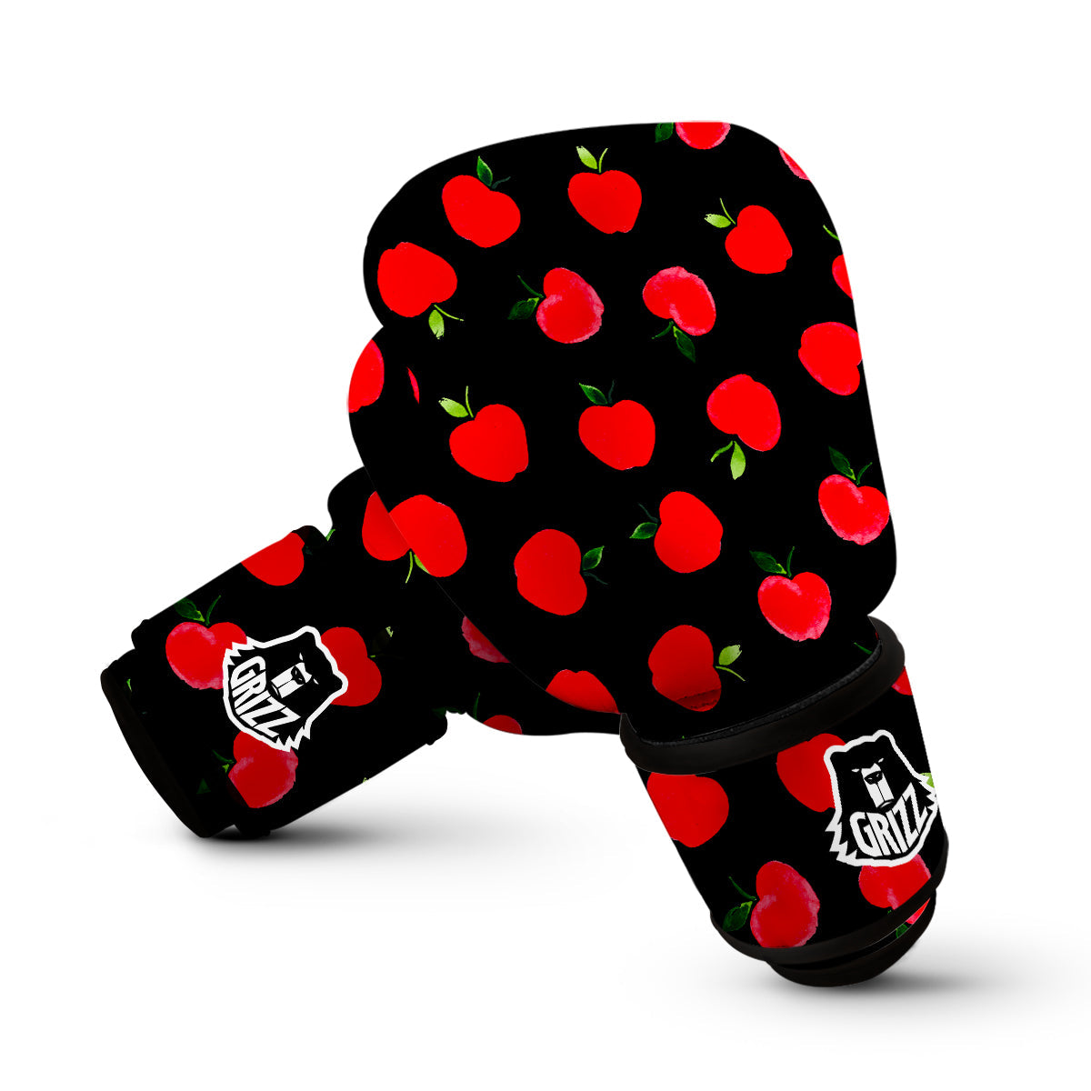 Apple Red Pattern Print Boxing Gloves-grizzshop