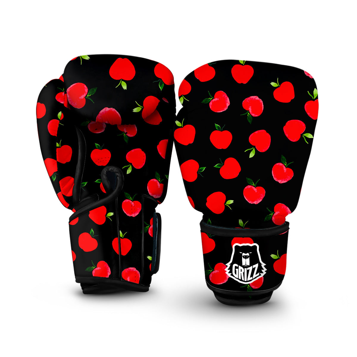 Apple Red Pattern Print Boxing Gloves-grizzshop