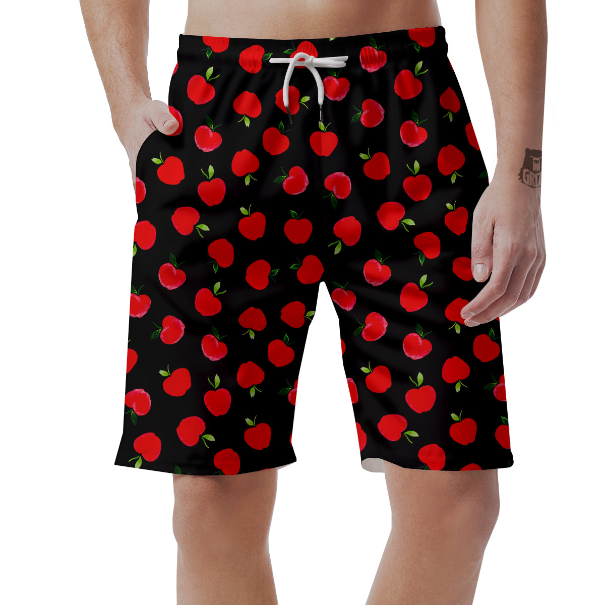 Apple Red Pattern Print Men's Shorts-grizzshop