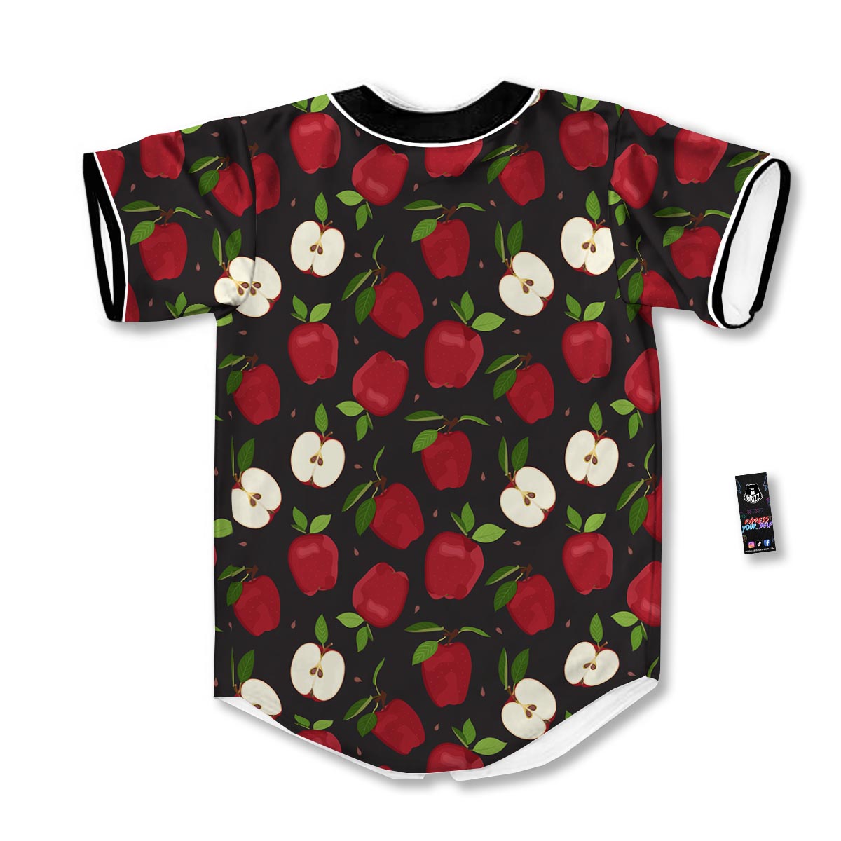 Apple Red Print Pattern Baseball Jersey-grizzshop