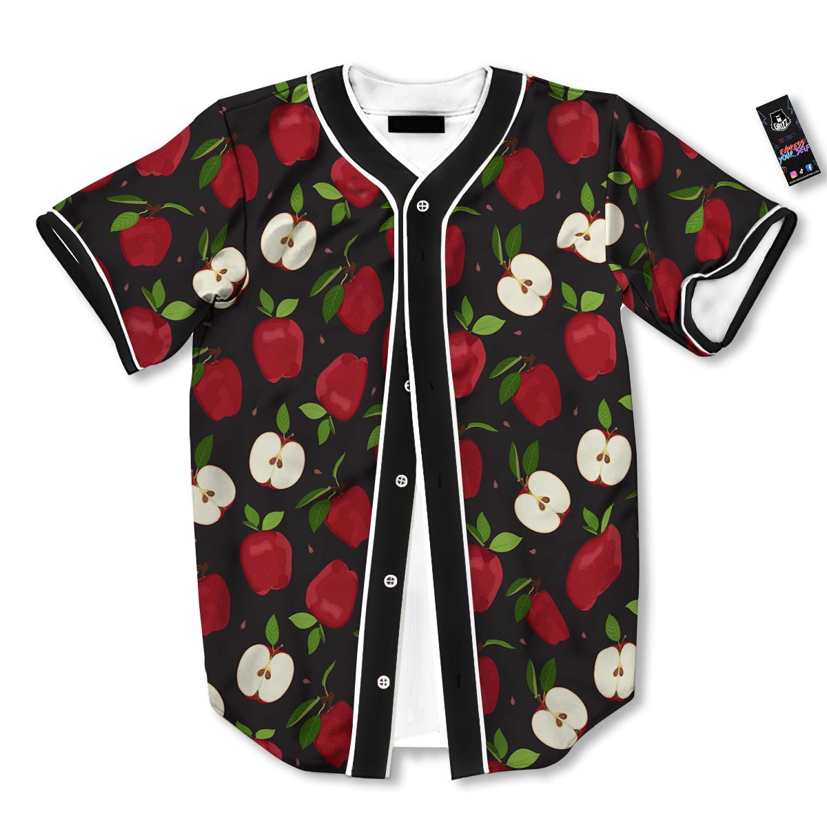 Apple Red Print Pattern Baseball Jersey-grizzshop
