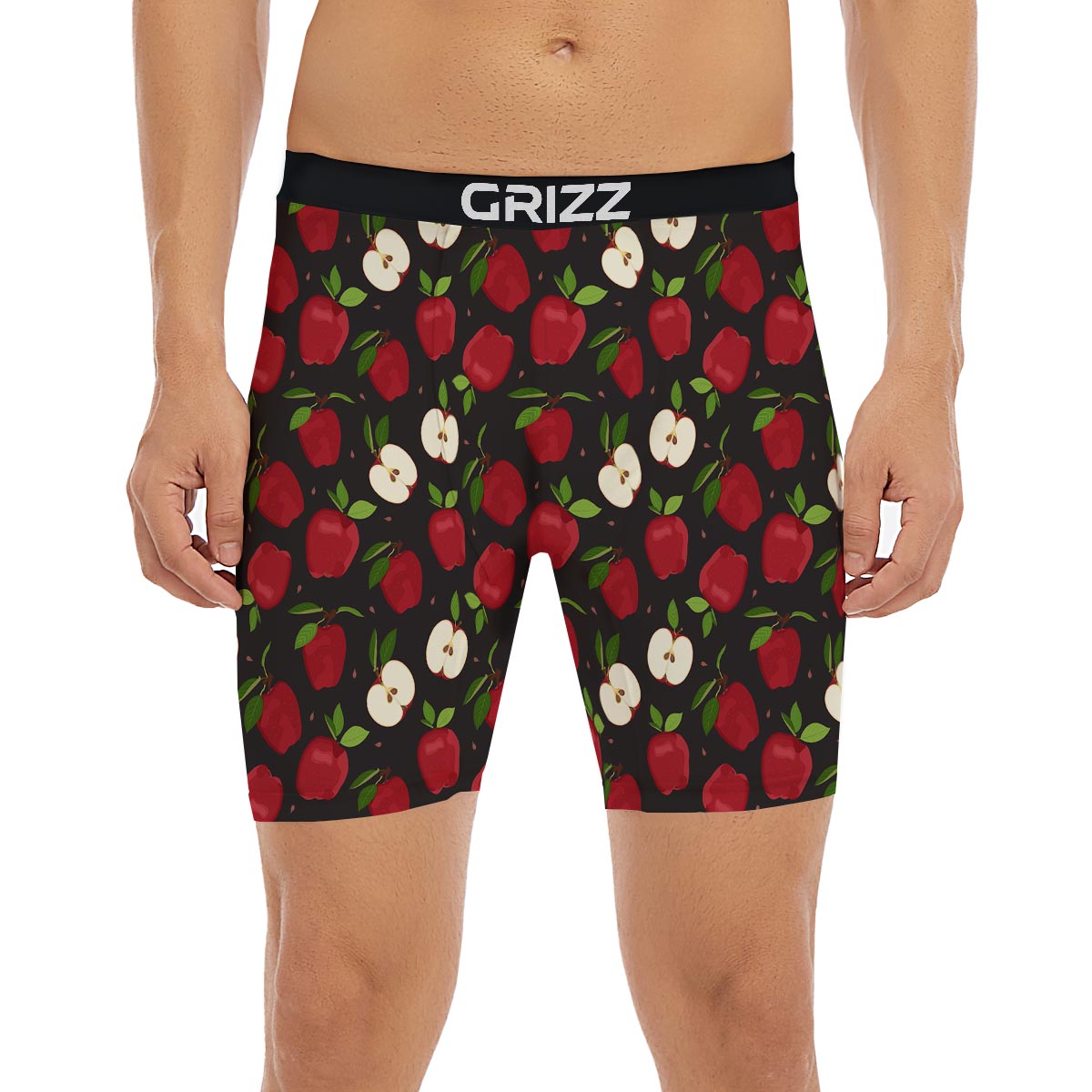 Apple Red Print Pattern Boxer Briefs-grizzshop