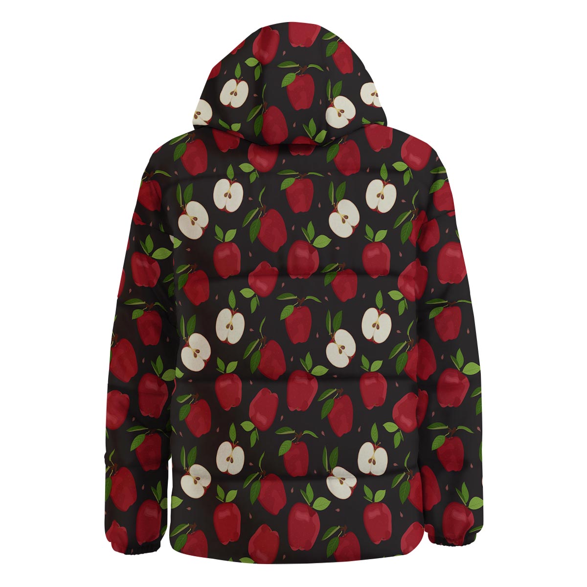Apple Red Print Pattern Down Jacket-grizzshop