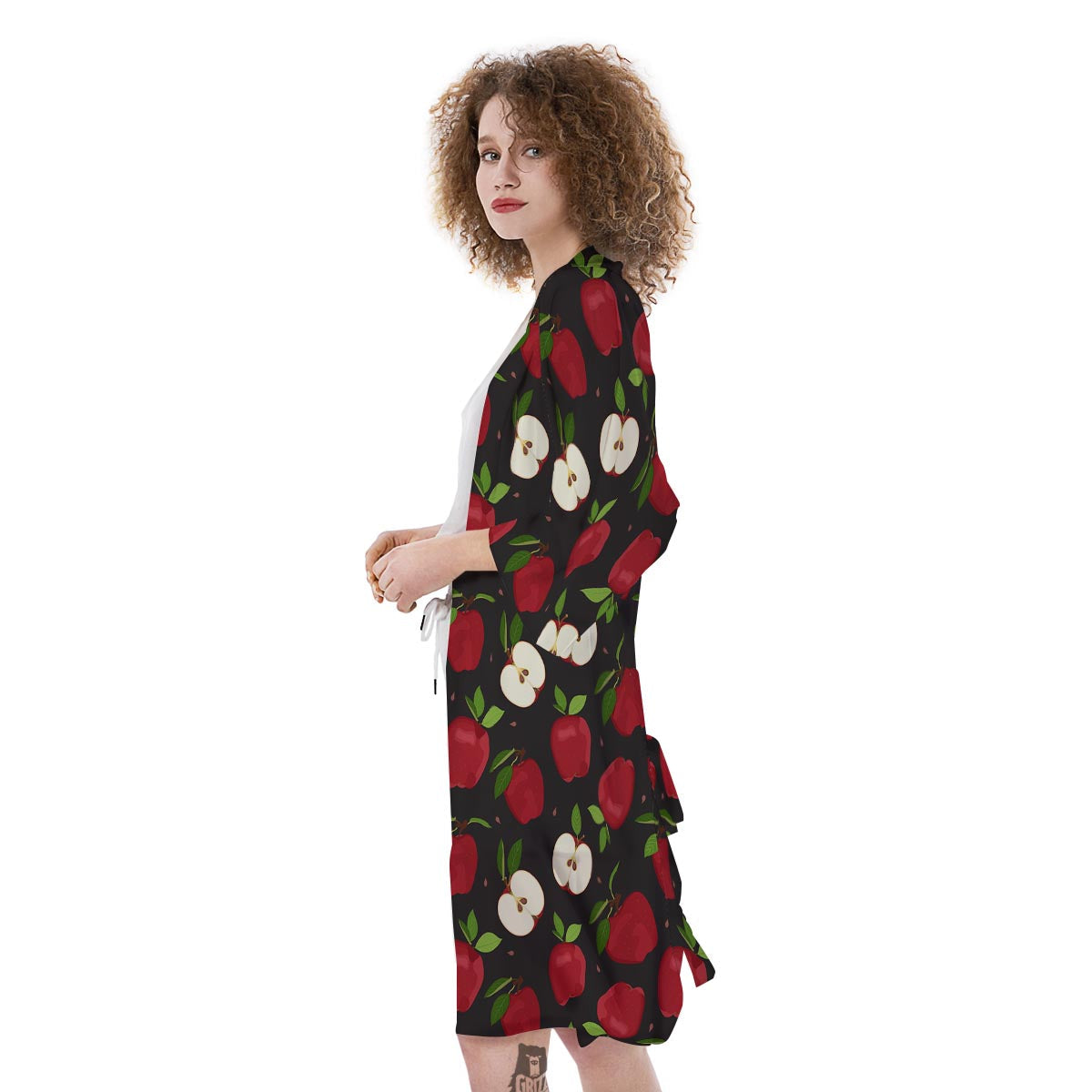 Apple Red Print Pattern Kimono-grizzshop