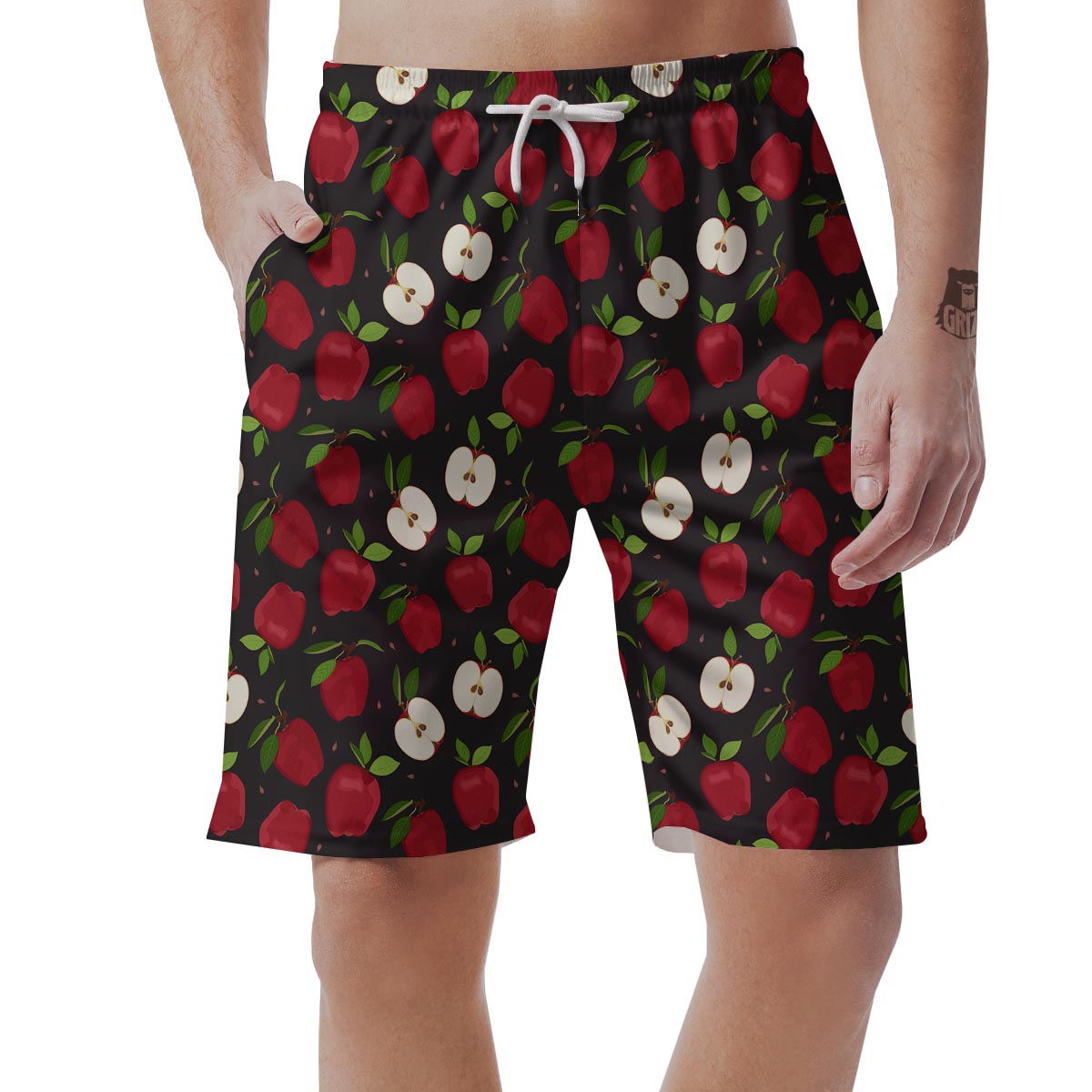 Apple Red Print Pattern Men's Shorts-grizzshop