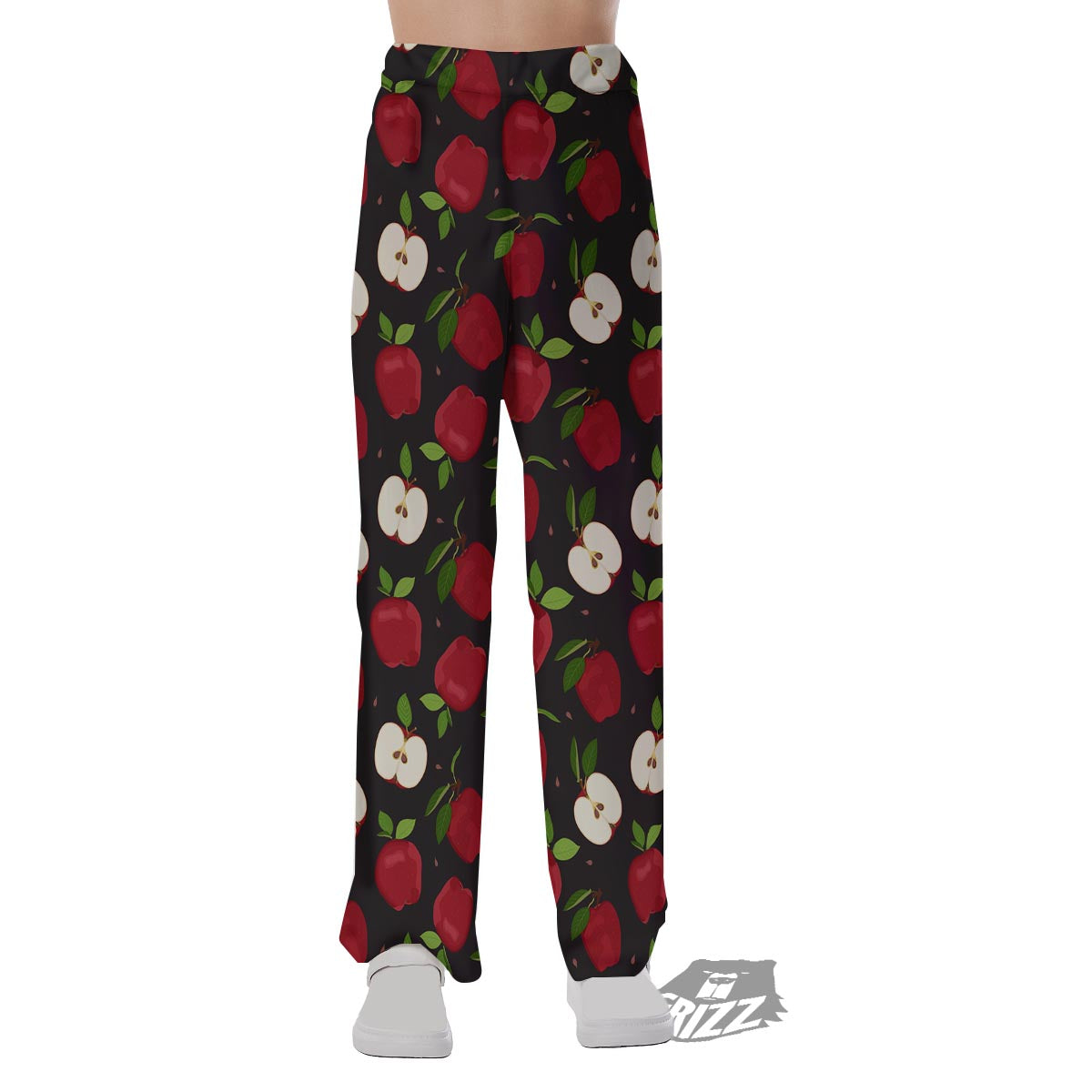 Apple Red Print Pattern Pajama Pants-grizzshop