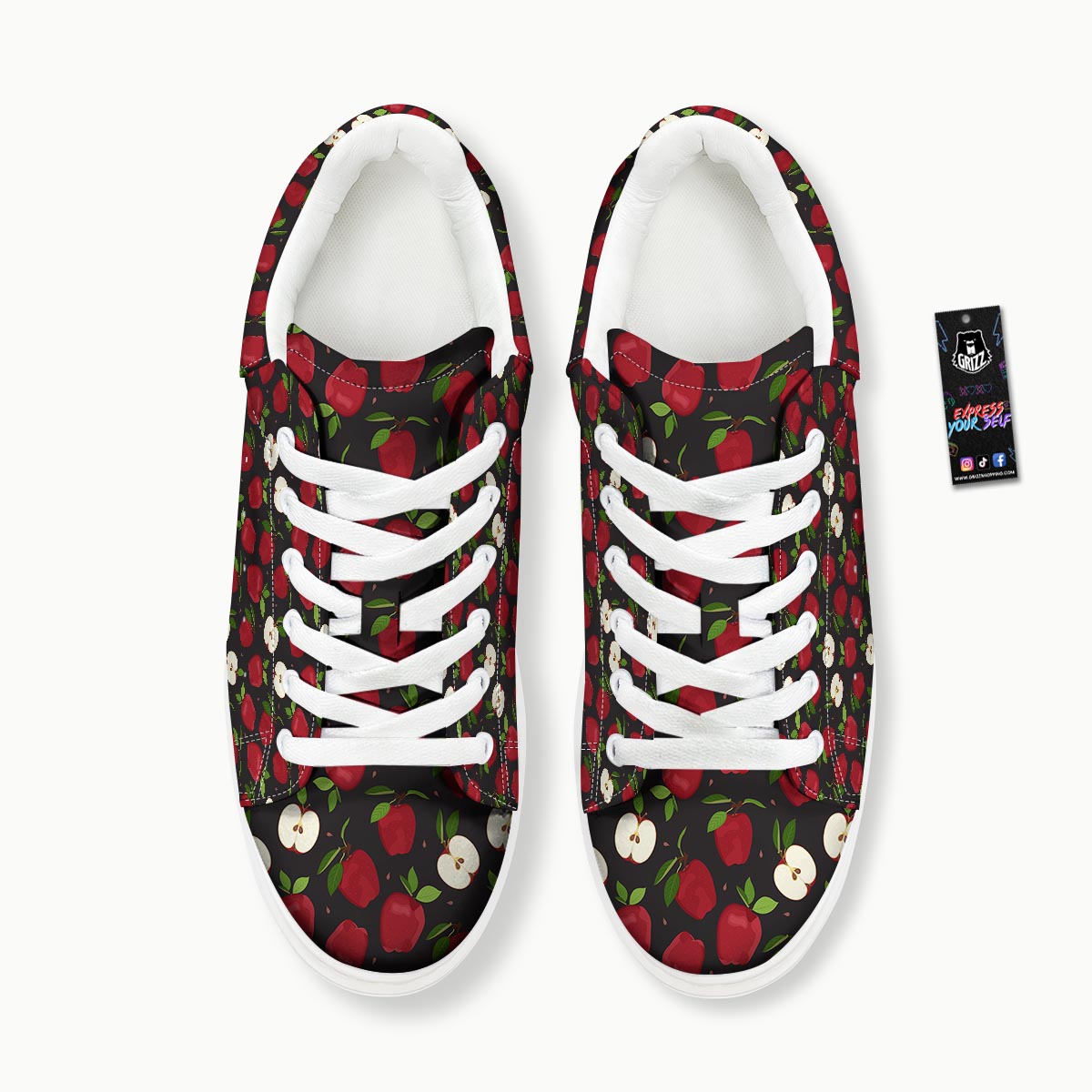 Apple Red Print Pattern Platform Shoes-grizzshop