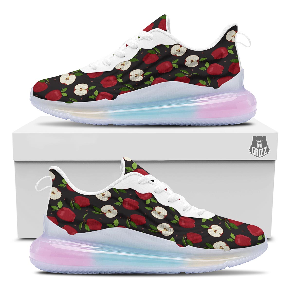 Apple Red Print Pattern Running Sneakers-grizzshop