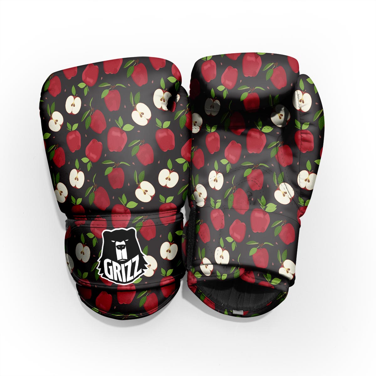 Apple Red Print Pattern Sparring Gloves-grizzshop