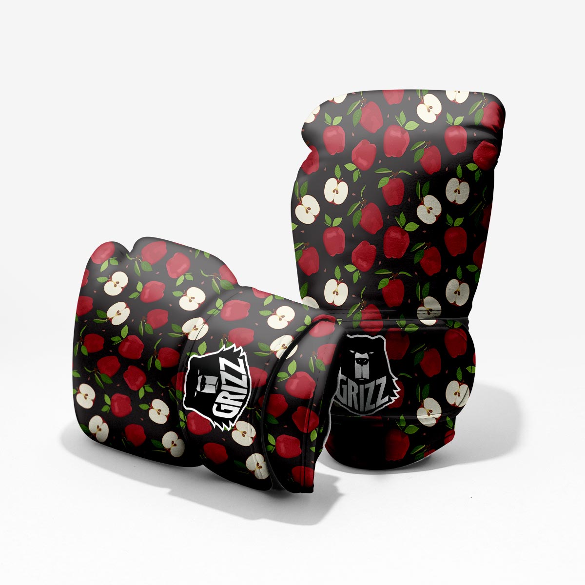 Apple Red Print Pattern Sparring Gloves-grizzshop