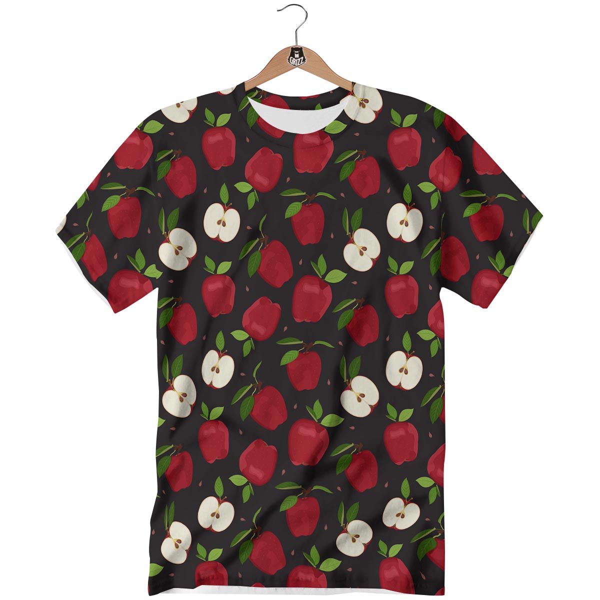 Apple Red Print Pattern T-Shirt-grizzshop