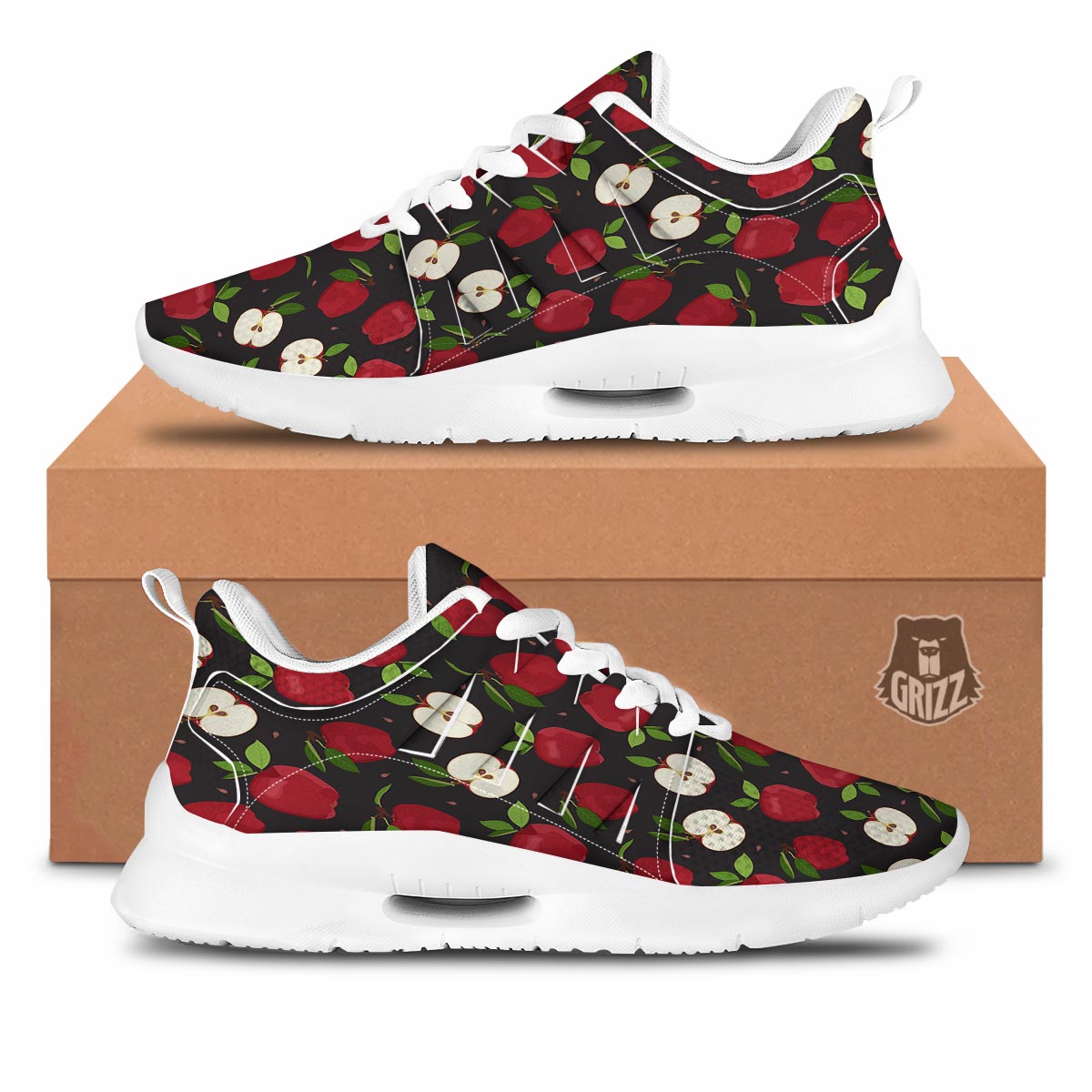 Apple Red Print Pattern Tennis Shoes-grizzshop