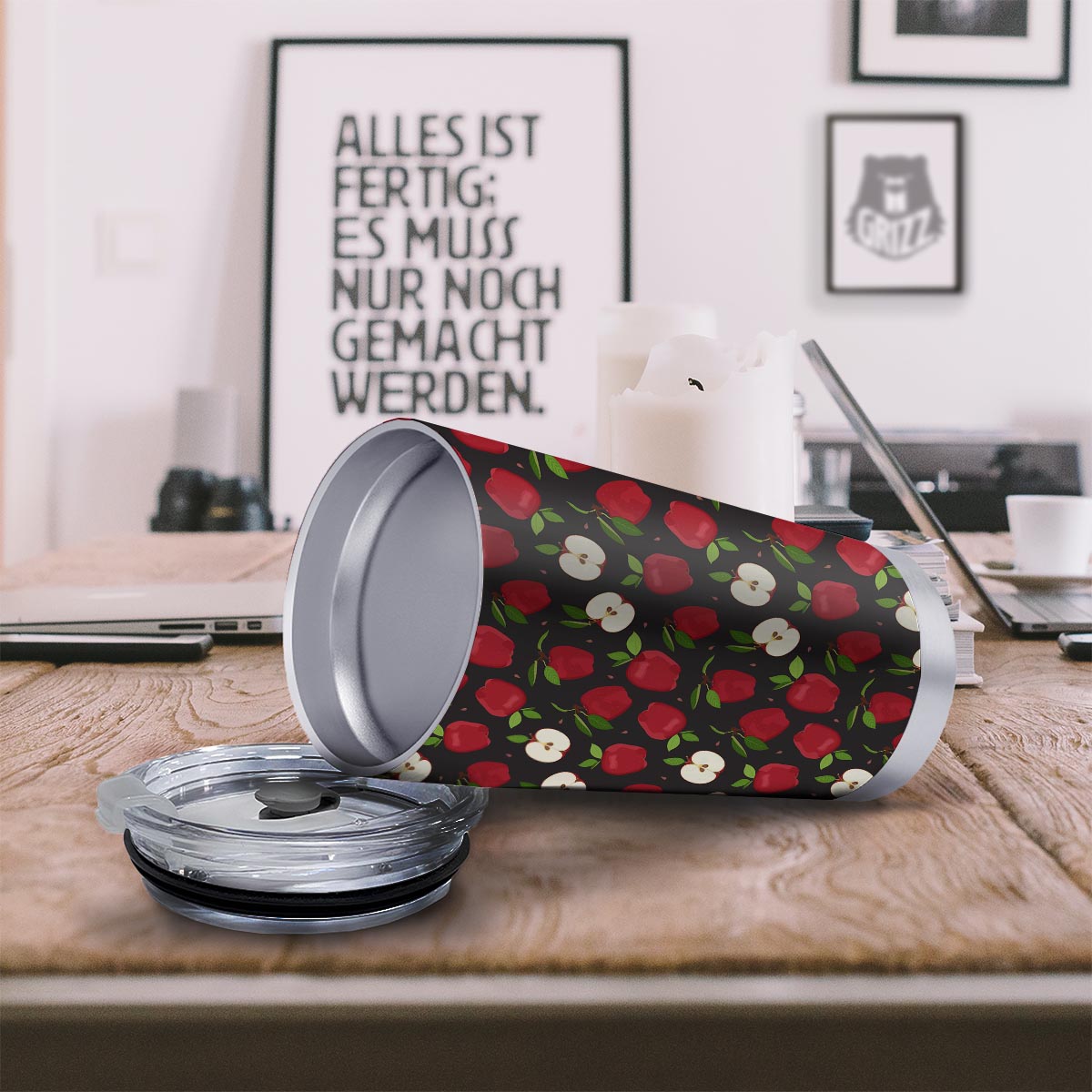 Apple Red Print Pattern Tumbler-grizzshop