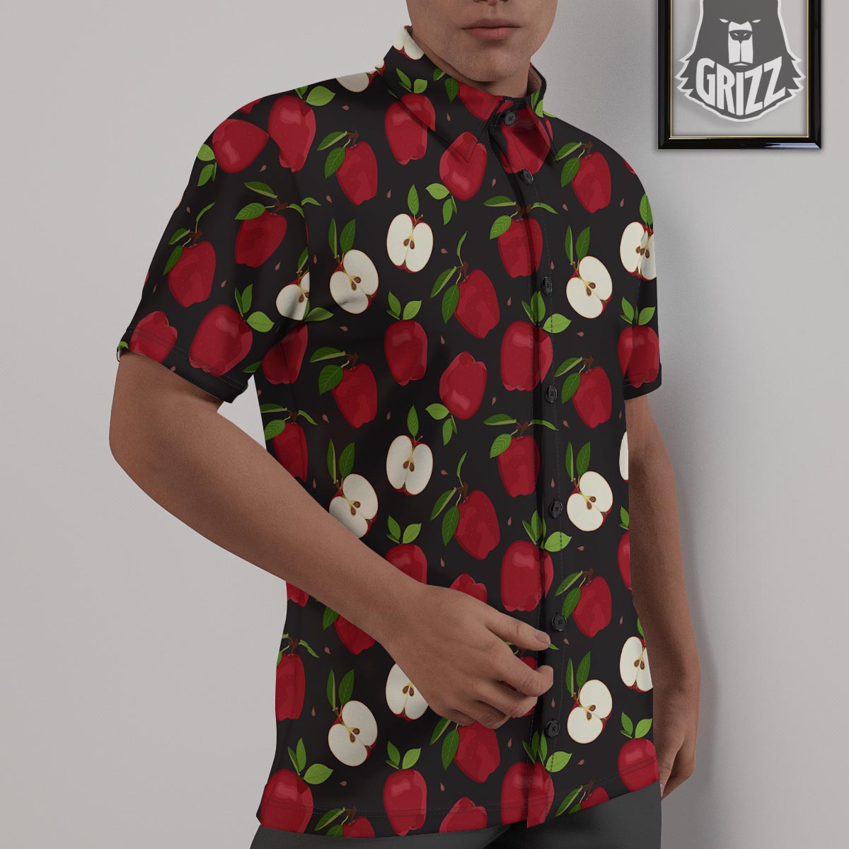 Apple Red Print Pattern Untucked Shirts-grizzshop
