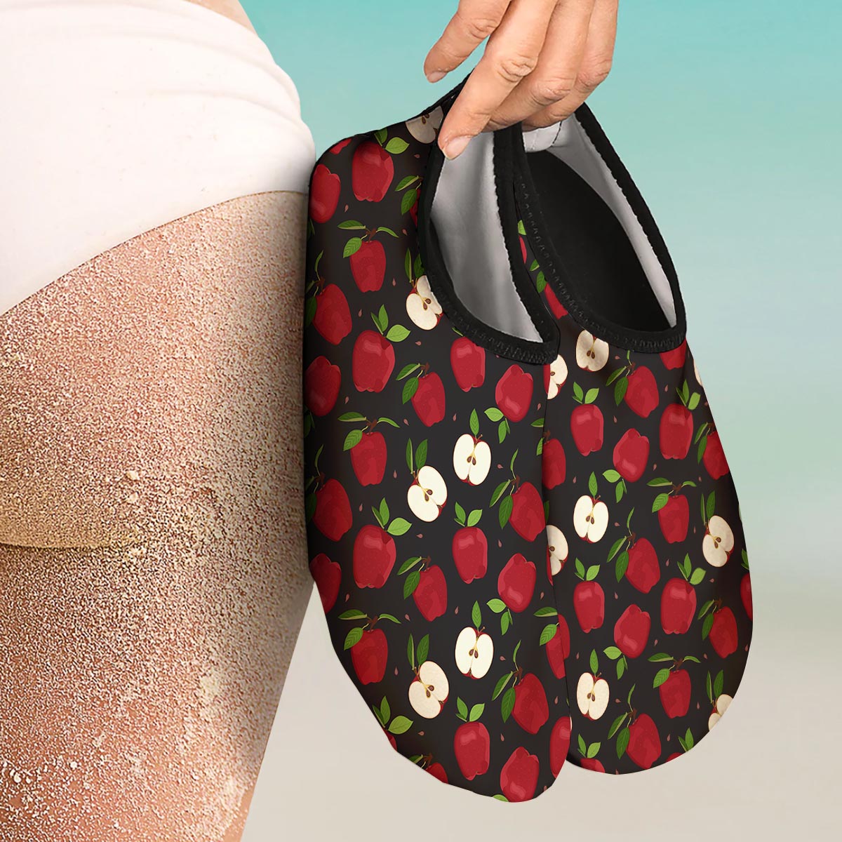 Apple Red Print Pattern Water Shoes-grizzshop