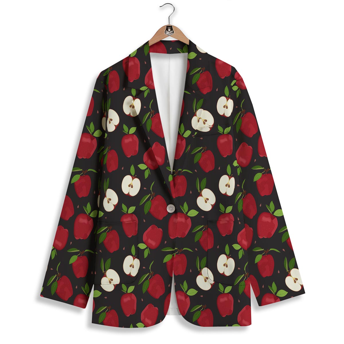 Apple Red Print Pattern Women's Blazer-grizzshop