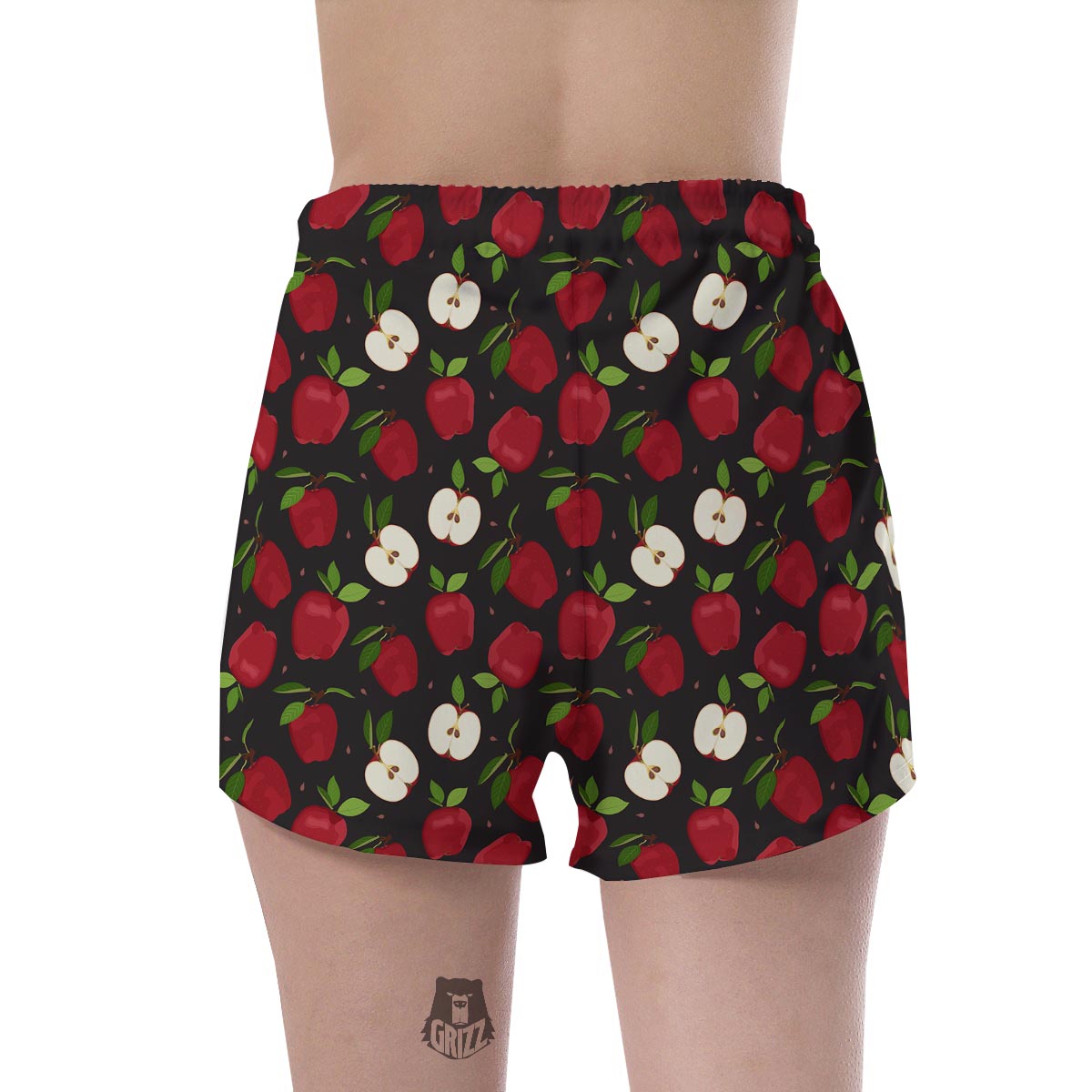Apple Red Print Pattern Women's Shorts-grizzshop