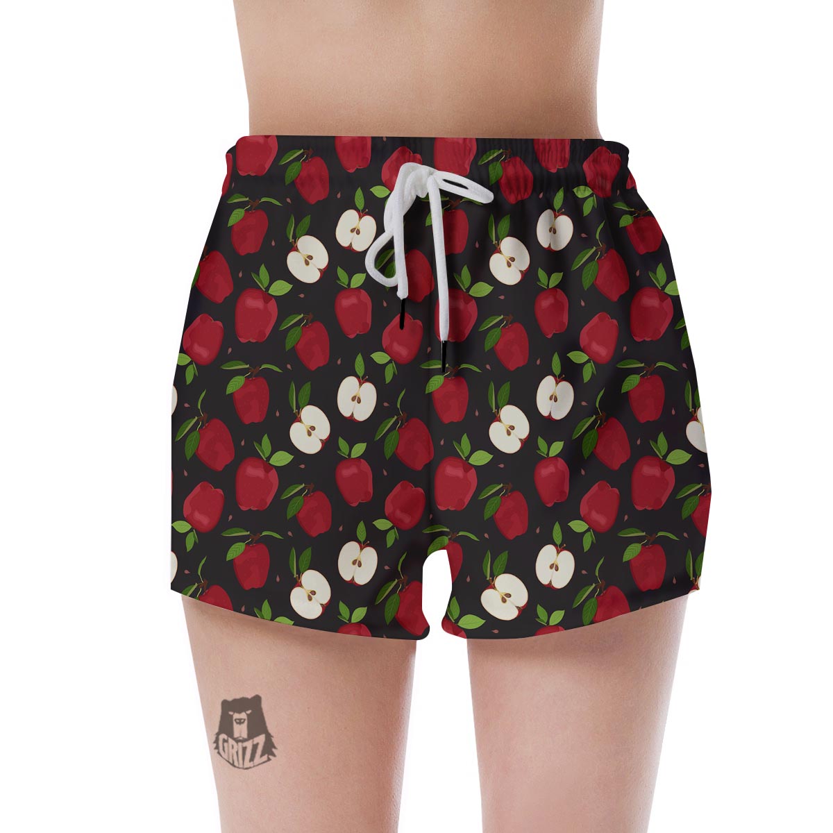 Apple Red Print Pattern Women's Shorts-grizzshop