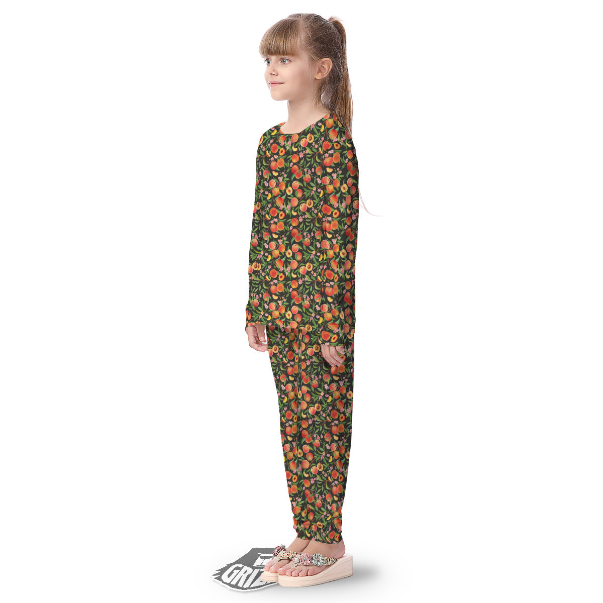 Apricot Print Pattern Kid's Pajamas-grizzshop