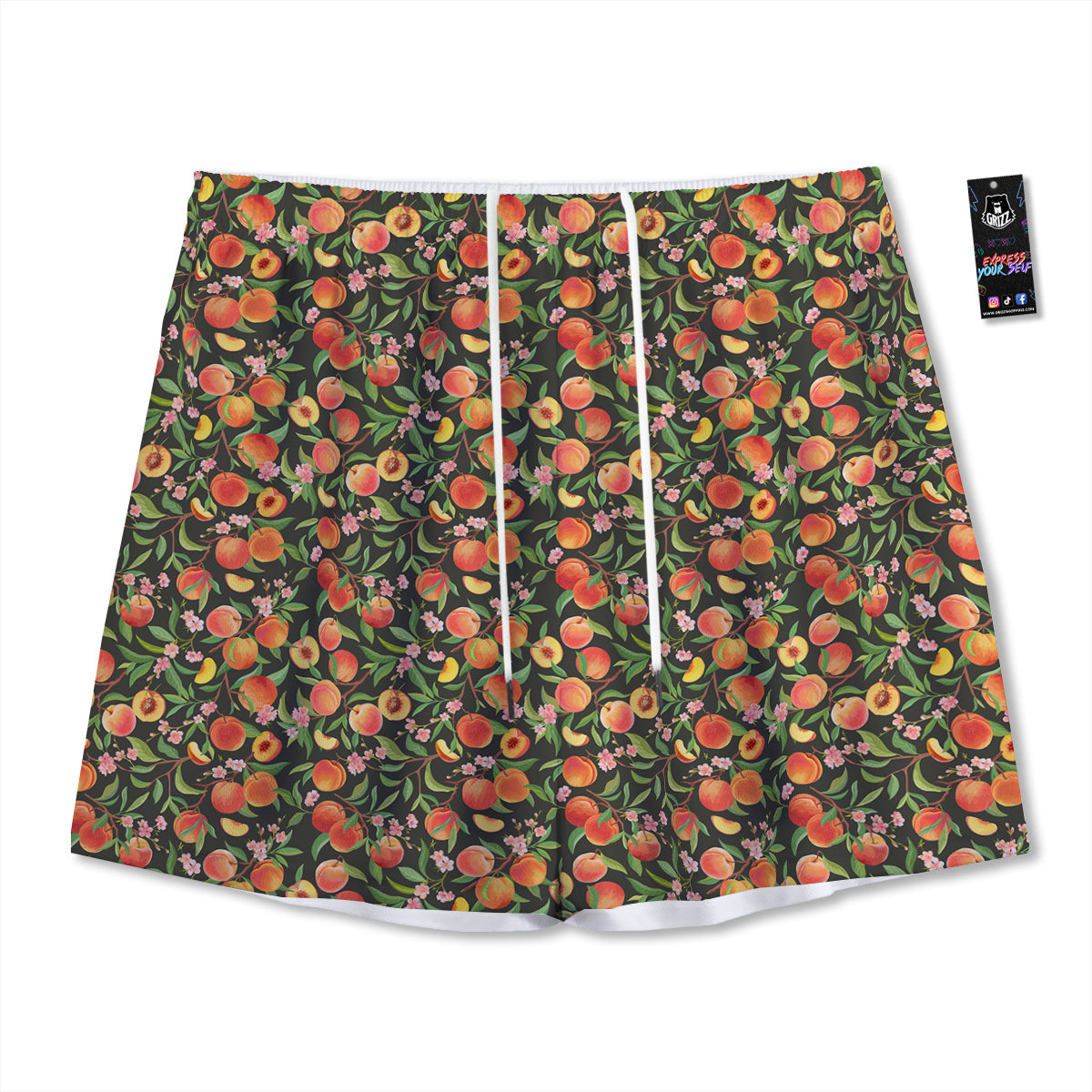 Apricot Print Pattern Mesh Shorts-grizzshop