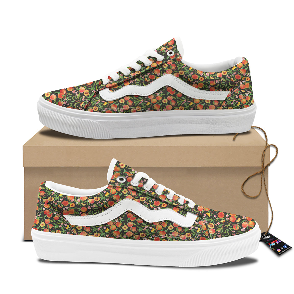 Apricot Print Pattern Skate Shoes-grizzshop