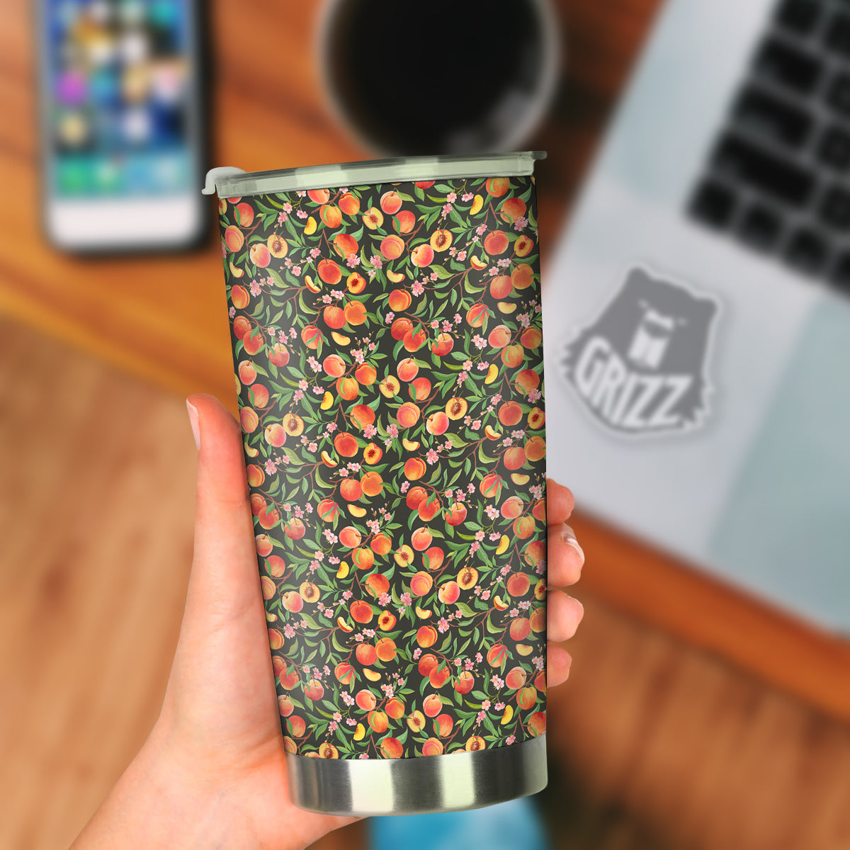 Apricot Print Pattern Tumbler-grizzshop