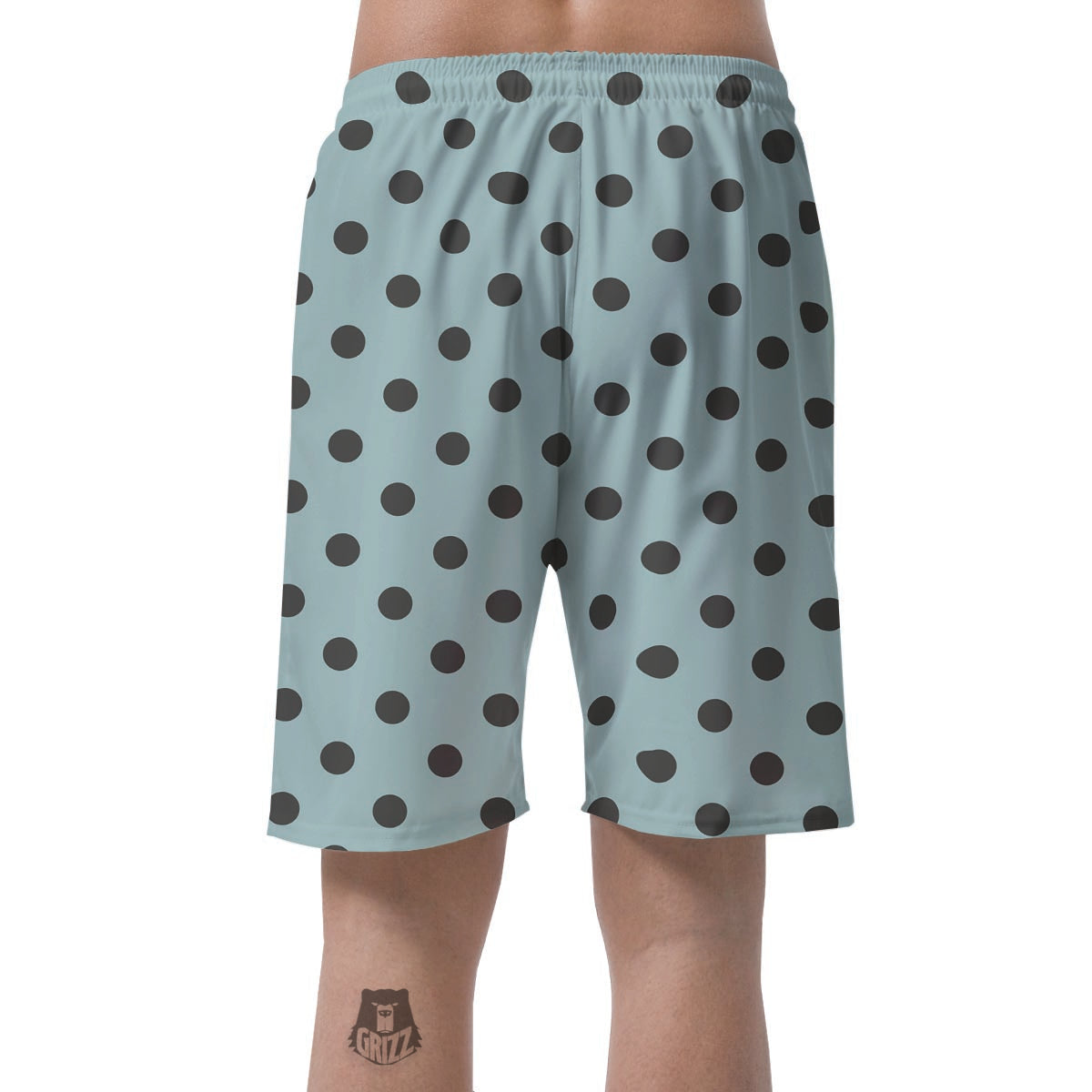 Aqua And Black Polka Dot Men's Shorts-grizzshop