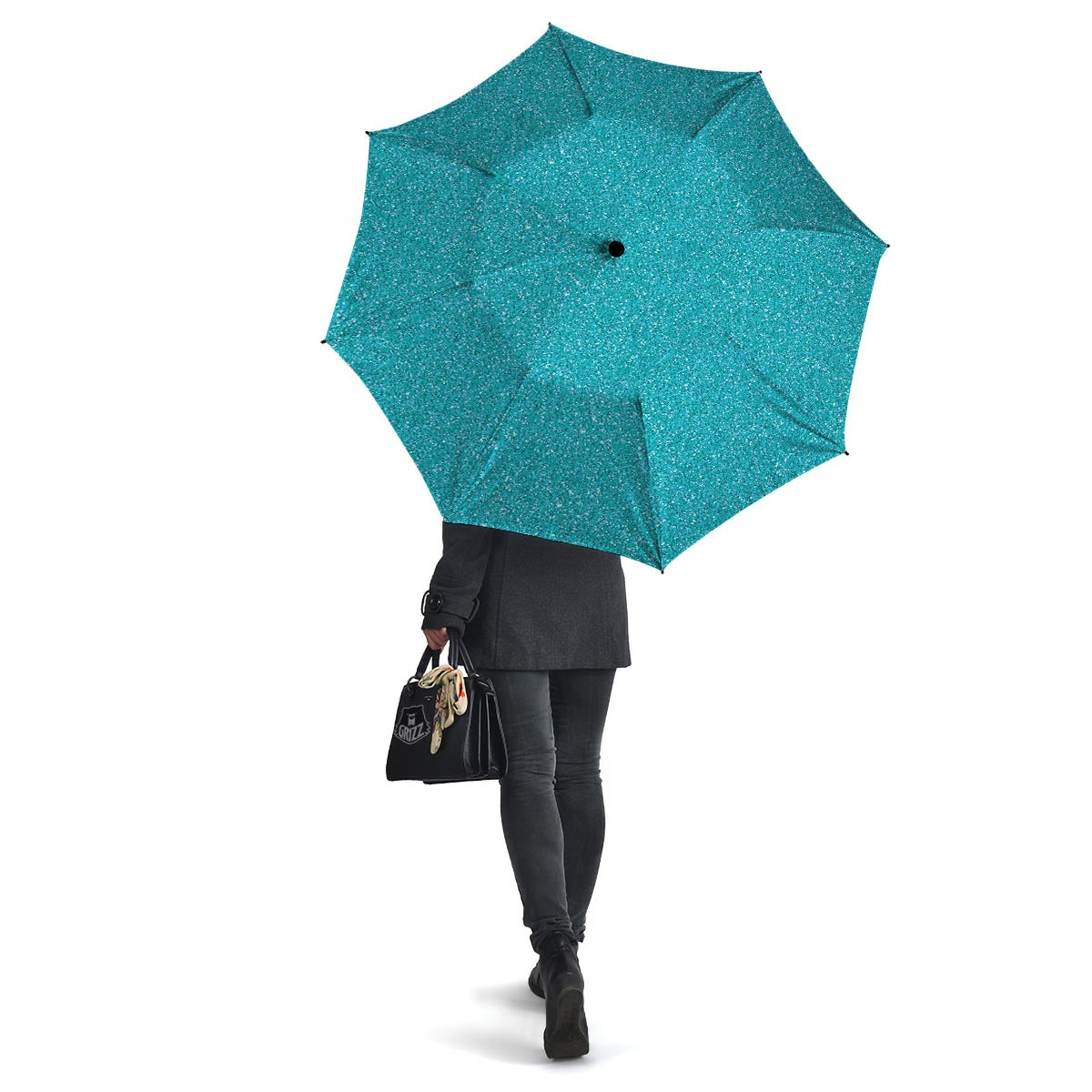 Aqua Glitter Artwork Print Umbrella-grizzshop