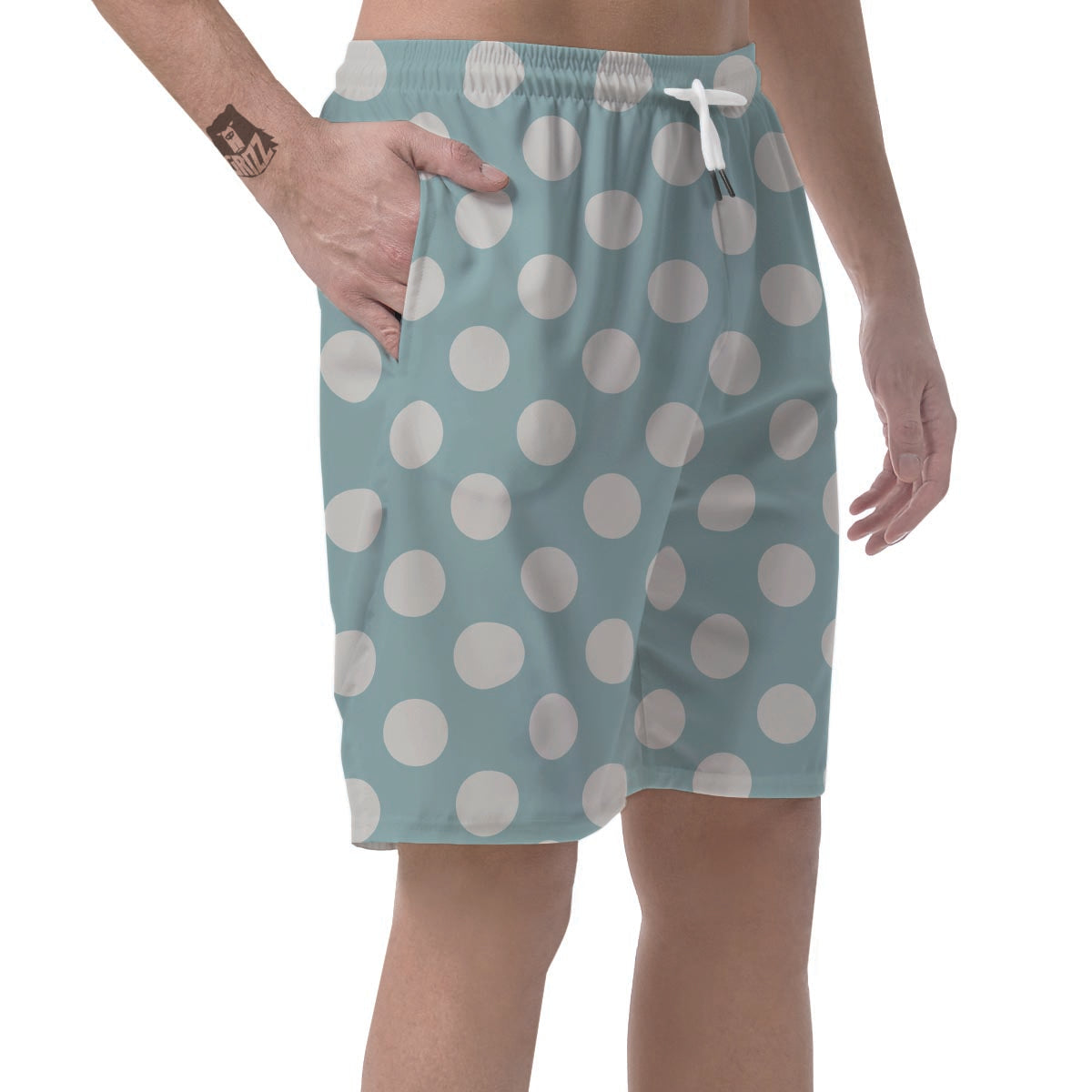 Aqua Polka Dot Men's Shorts-grizzshop