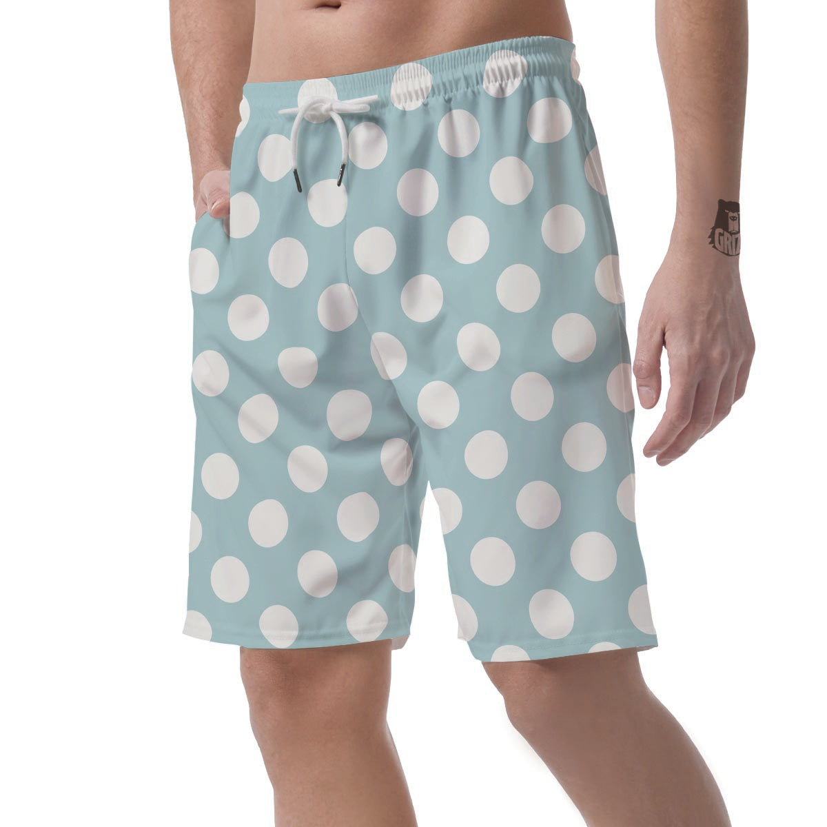 Aqua Polka Dot Men's Shorts-grizzshop