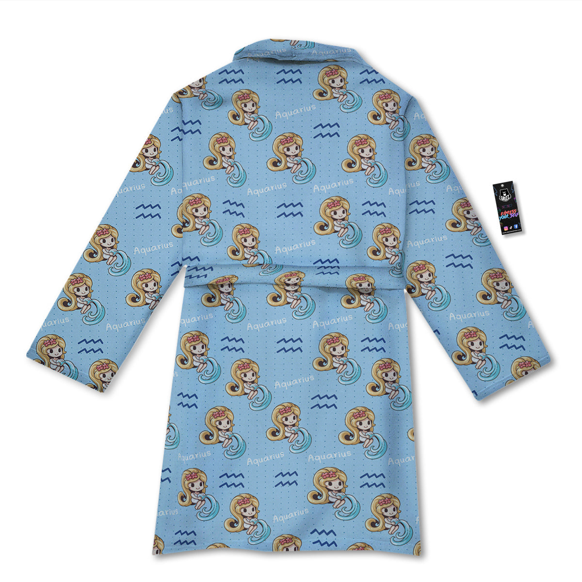 Aquarius Cute Cartoon Print Pattern Bathrobe-grizzshop
